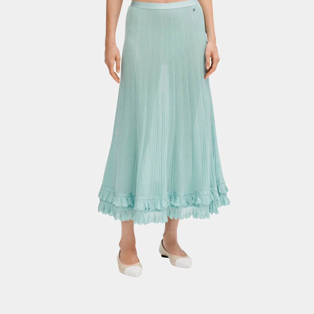 Chanel Long Skirt in Light Blue Silk, Front