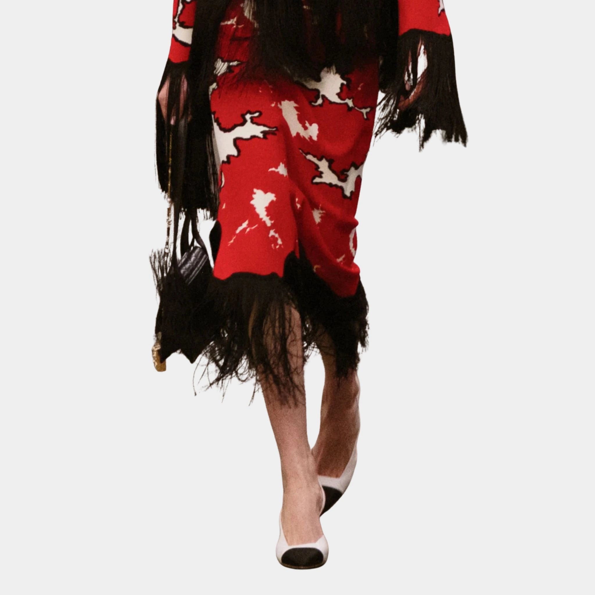 Chanel Long Skirt Mixed fibers Red White & Black
