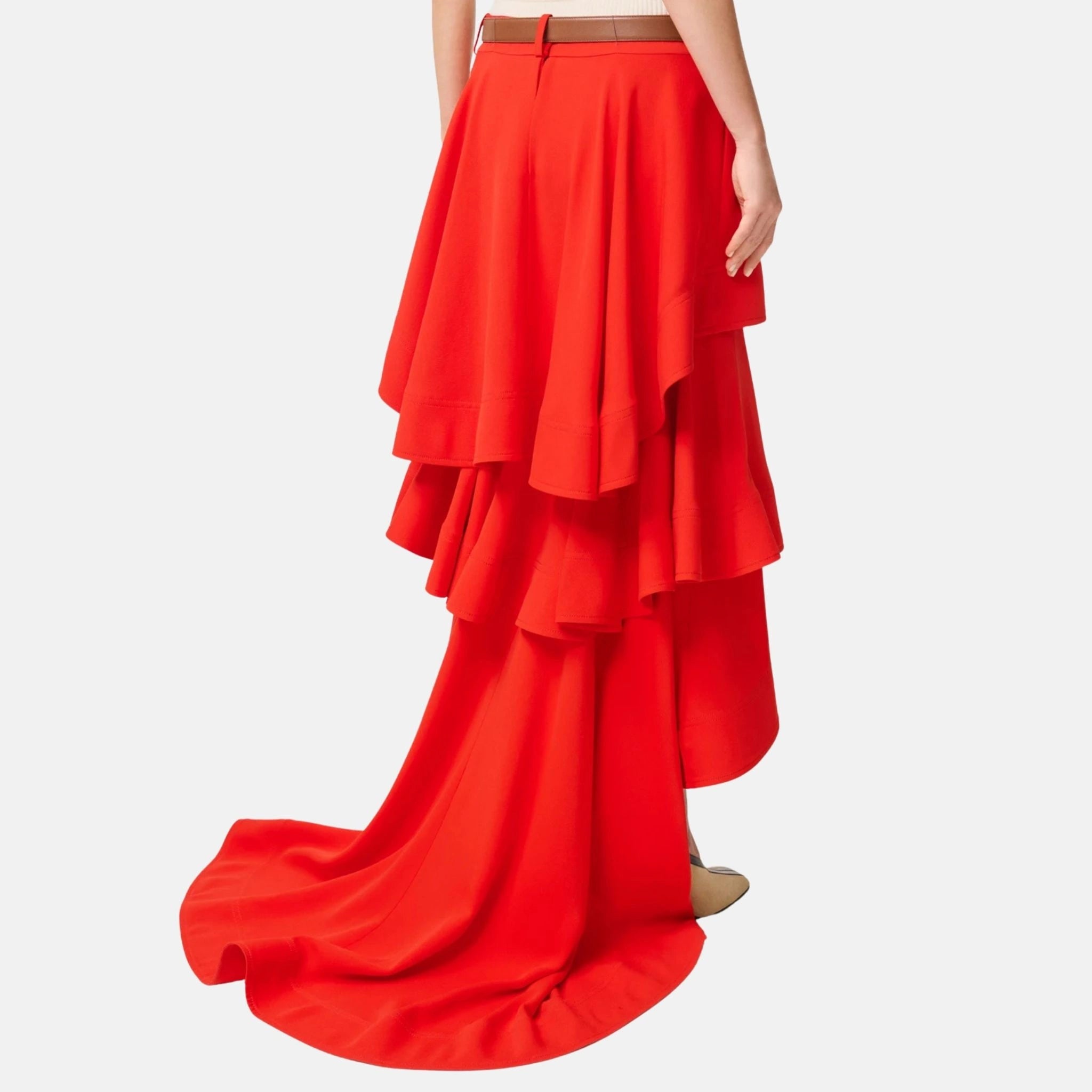 Chanel Long Skirt Silk Red, Back