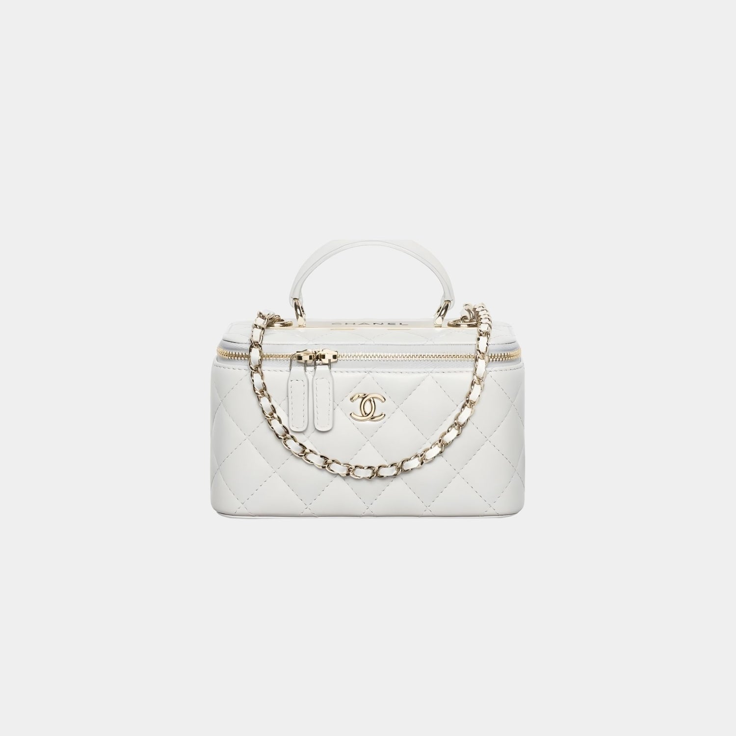 Chanel Long Vanity With Chain in Lambskin, Light Grey