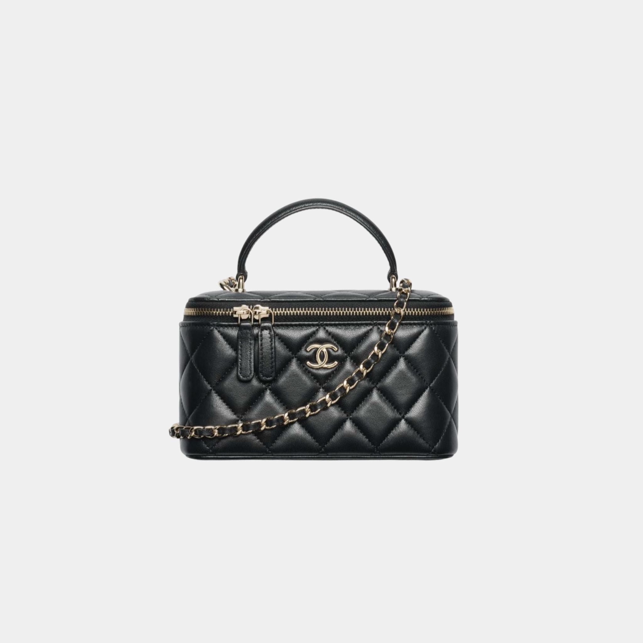 【上品でエレガント♪】CHANEL チェーン付きロングバニティ Chanel Long Vanity With Chain Lambskin – SANDS