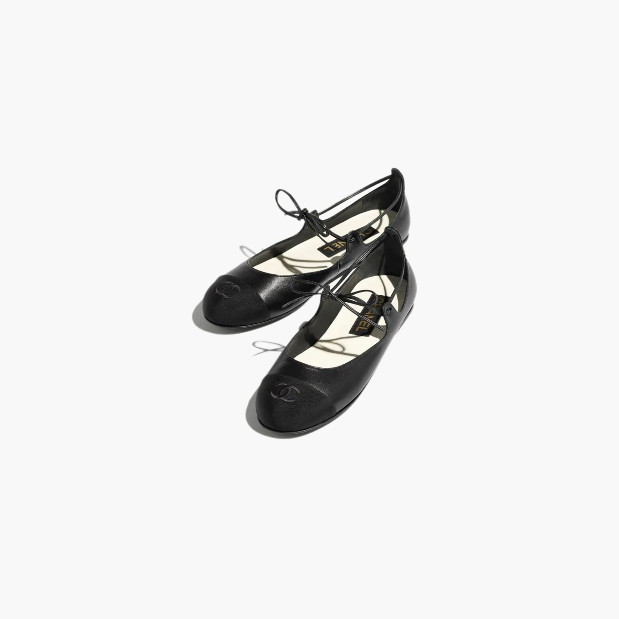 Chanel Mary Janes Lambskin & Grosgrain, Black, Front