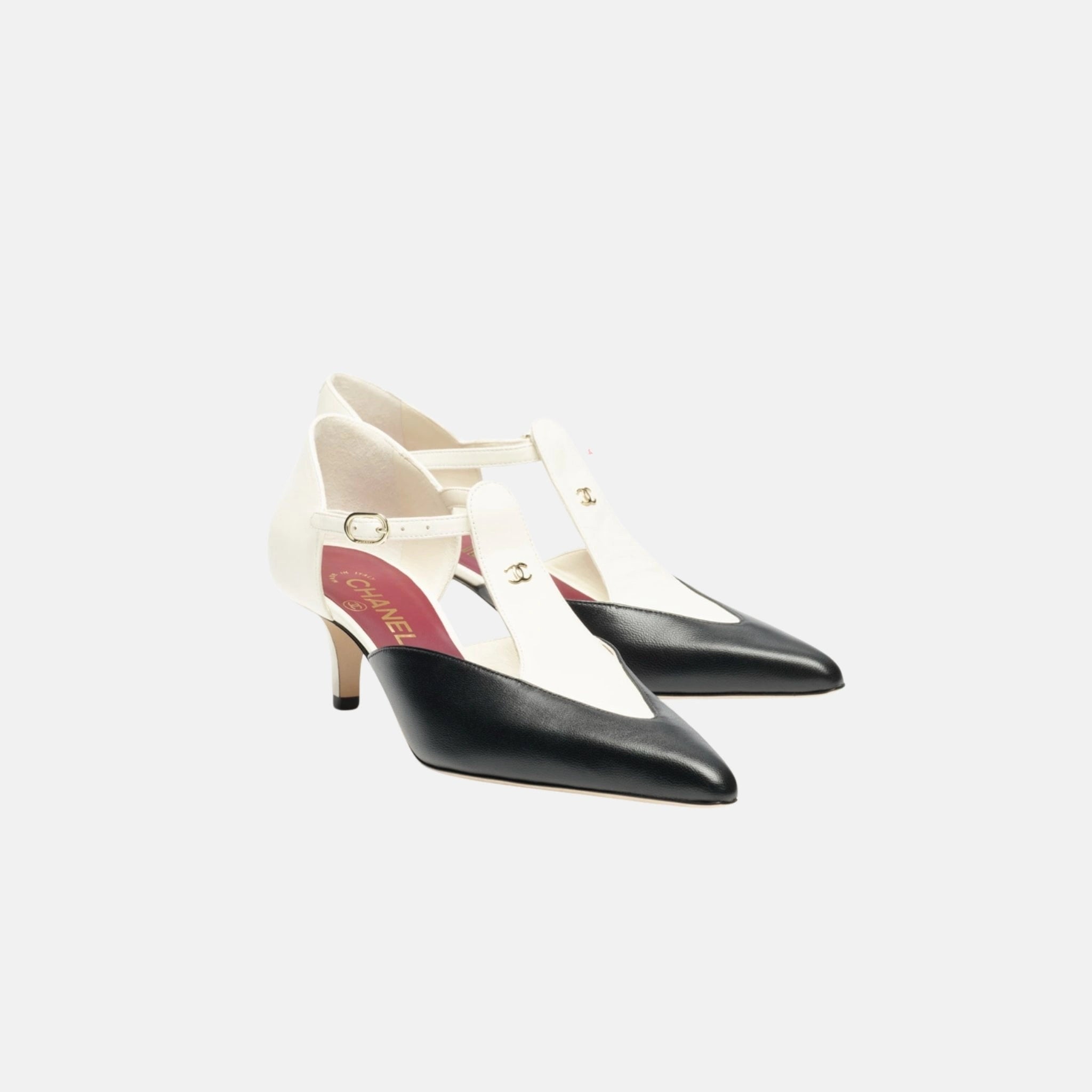 Mary Janes Lambskin White and Black