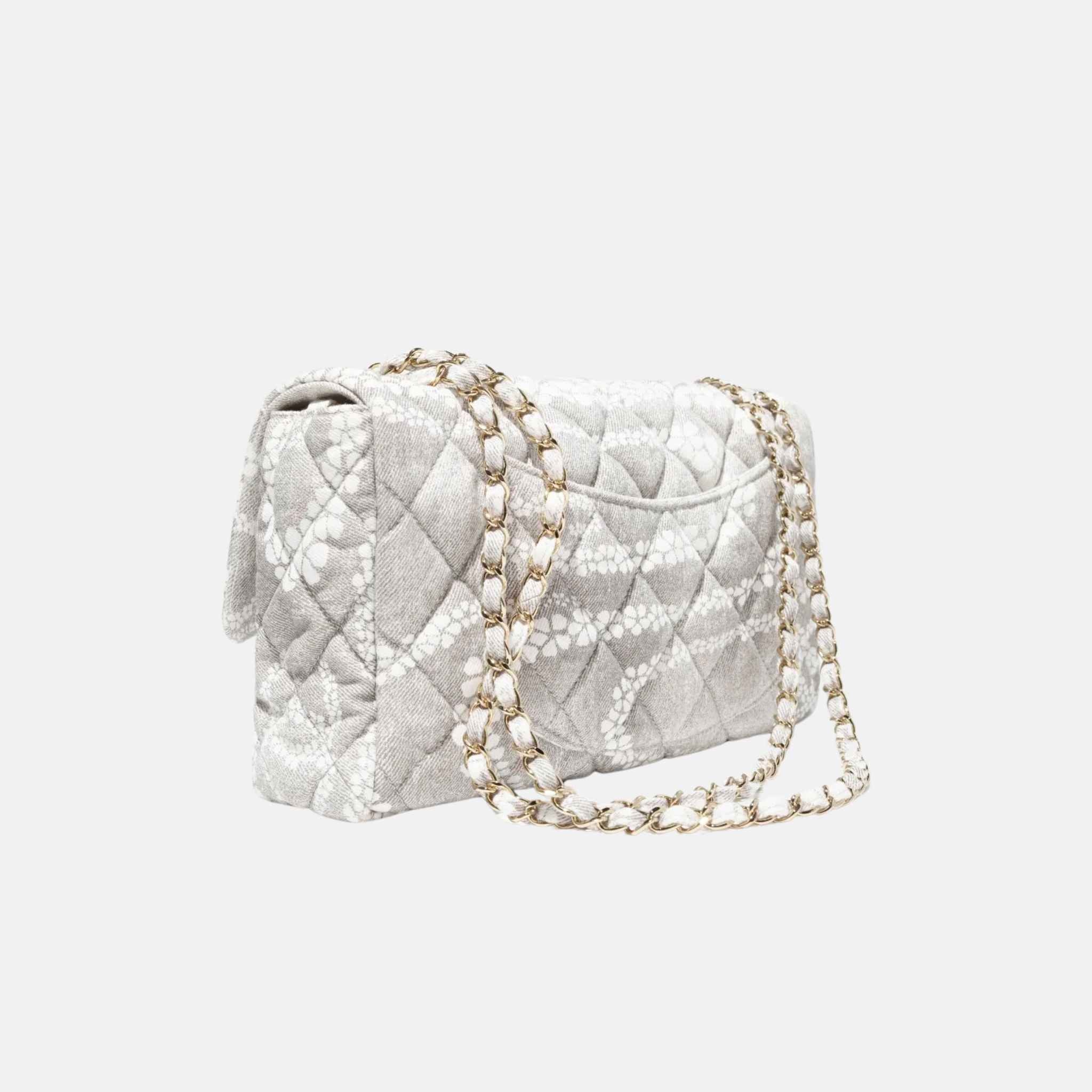 Chanel Maxi Flap Bag From Coco Beach Collection, Grey, Back