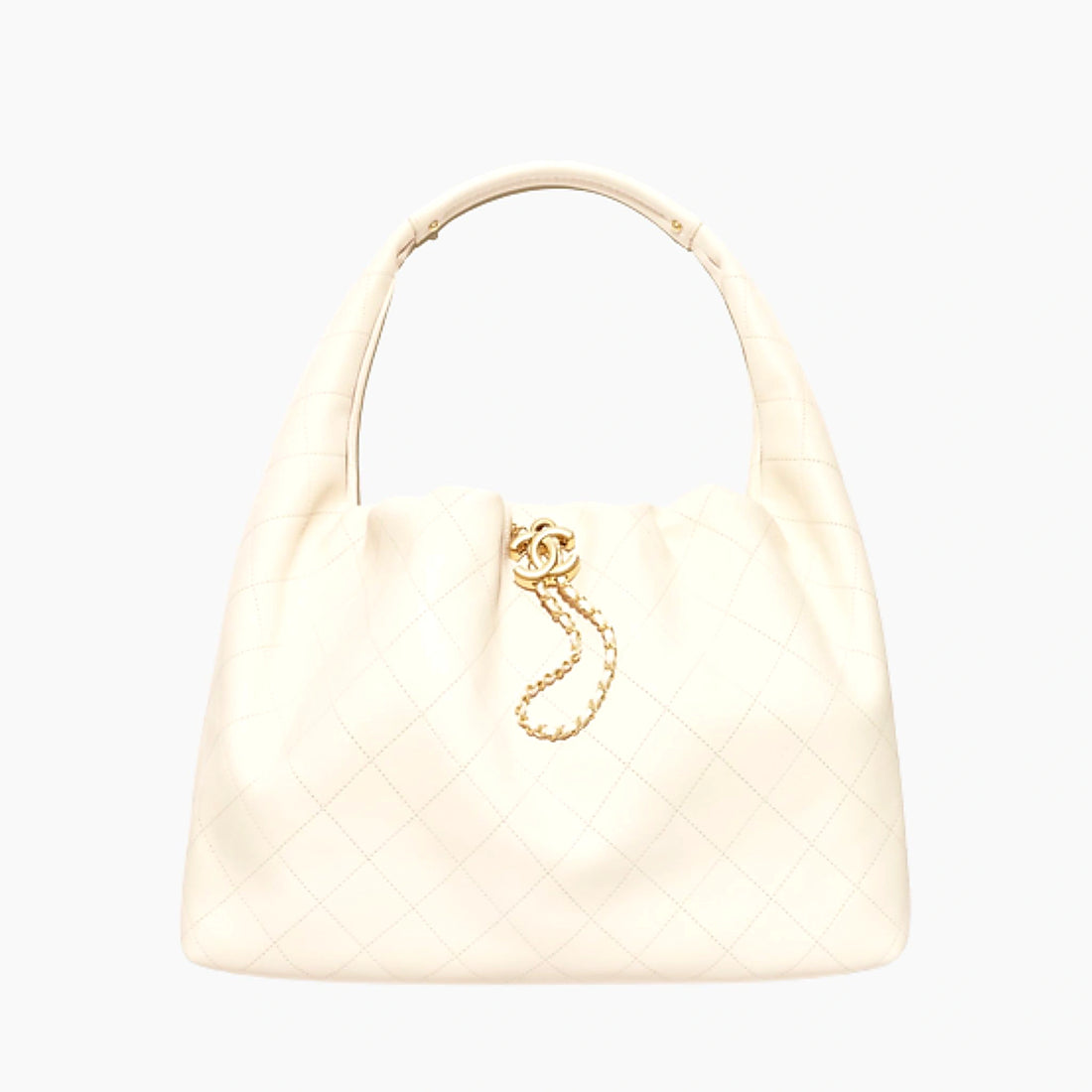 Maxi Hobo Bag Calfskin , White