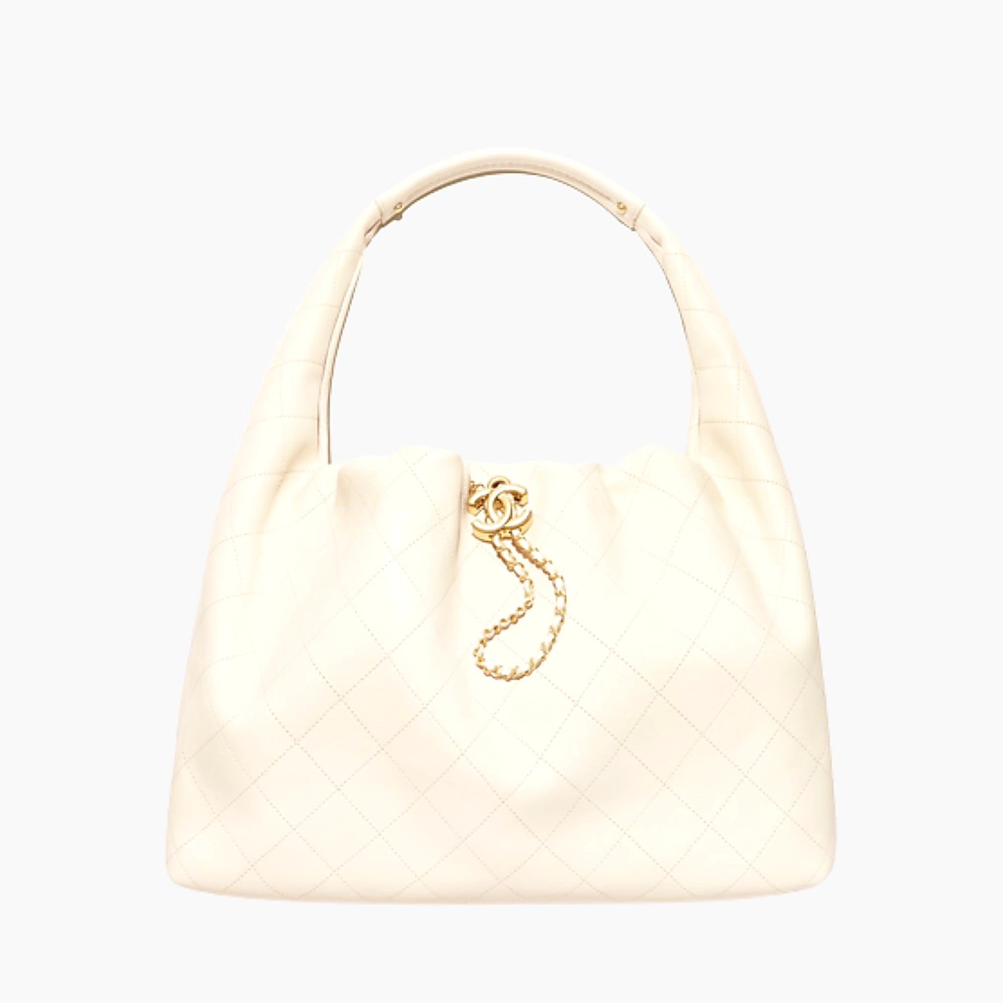 Maxi Hobo Bag Calfskin , White