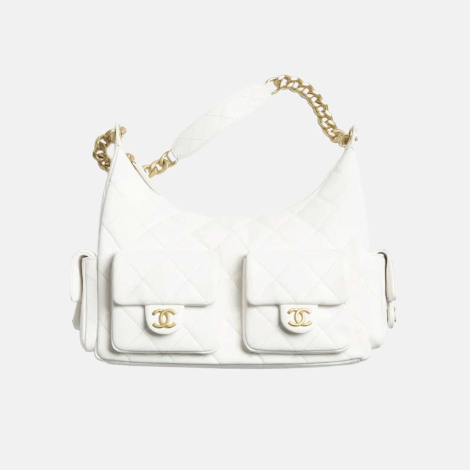 Chanel Maxi Hobo Bag Cruise 2024/25, White, Front