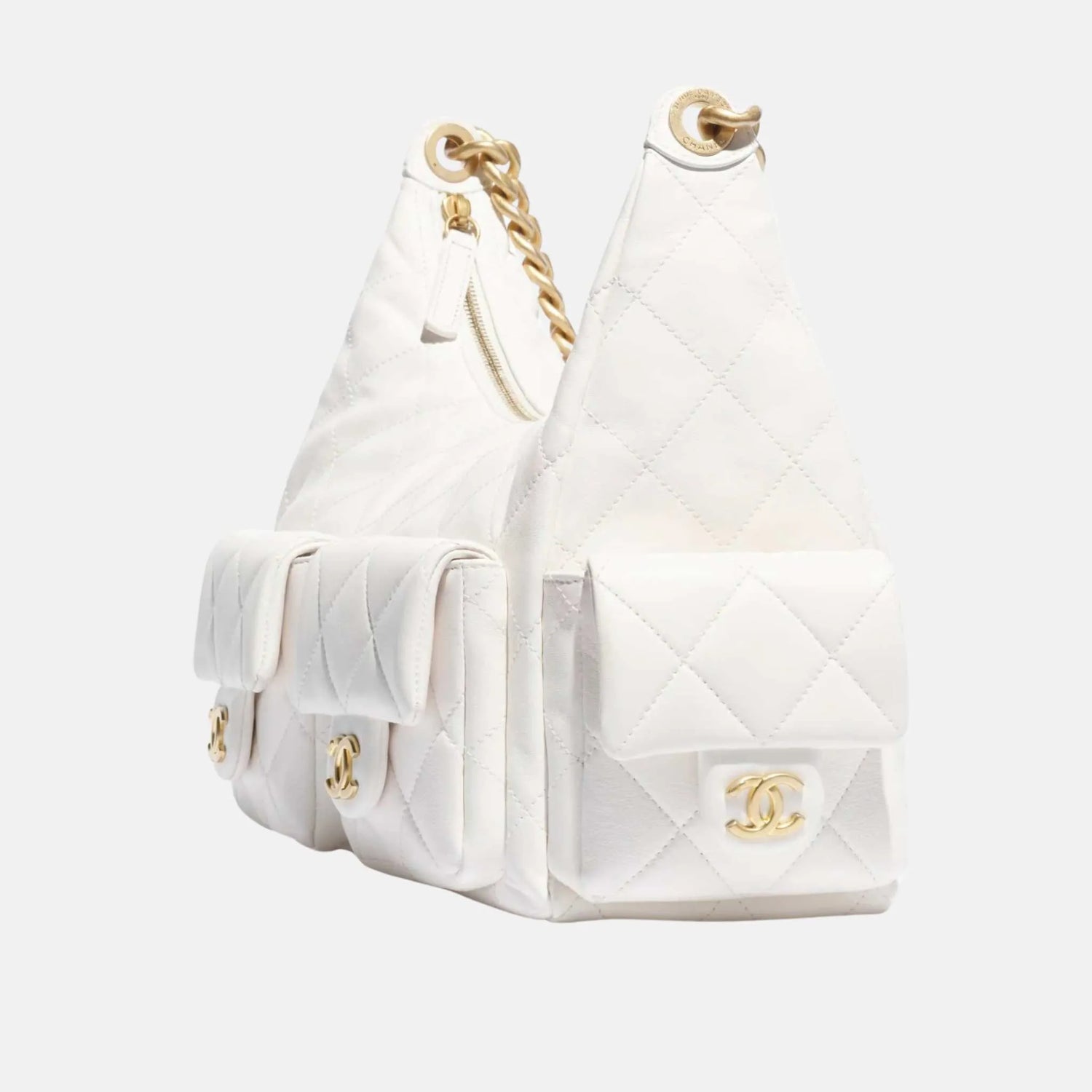 Chanel Maxi Hobo Bag Cruise 2024/25, White, Side