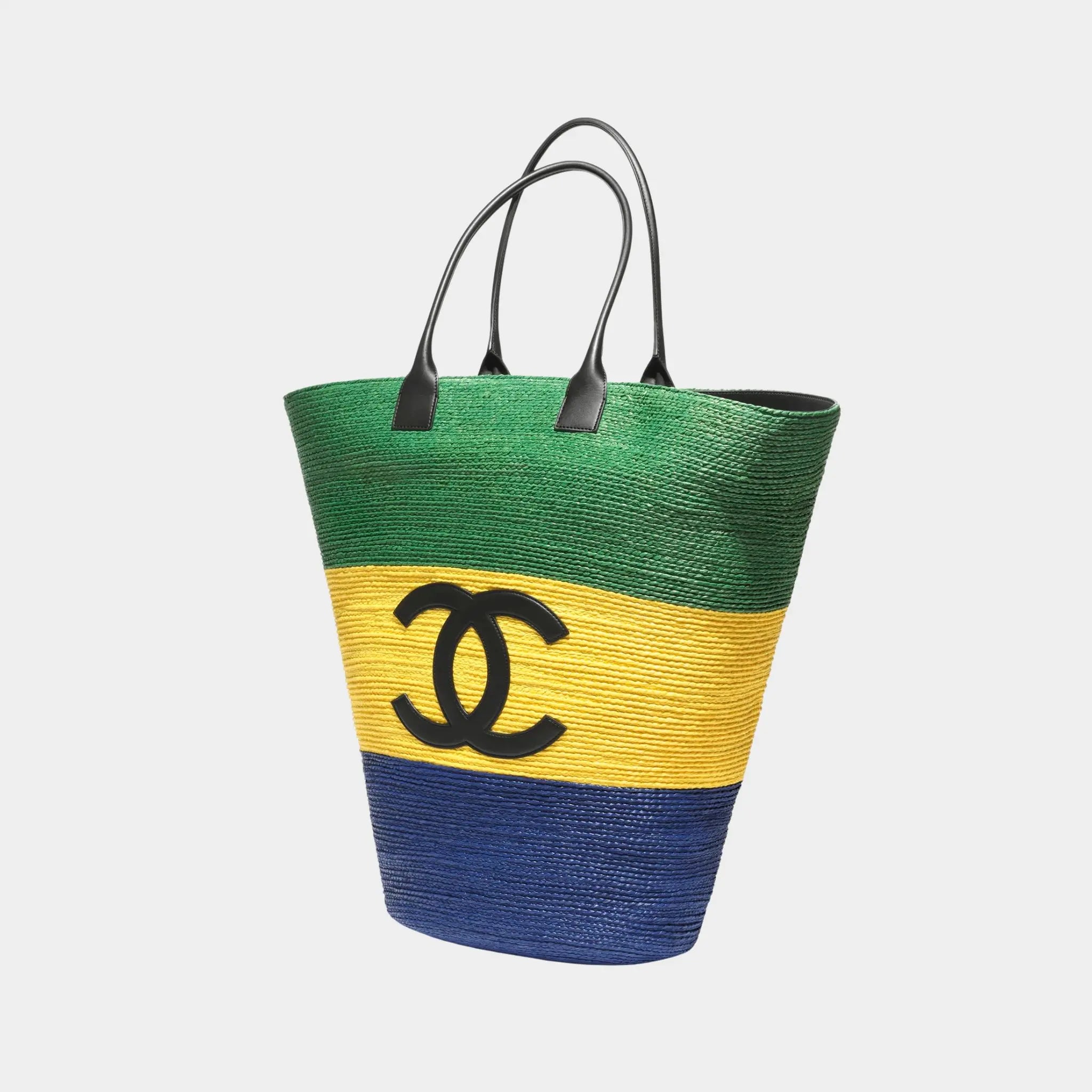 Maxi Tote Bag Braided Raffia & Calfskin