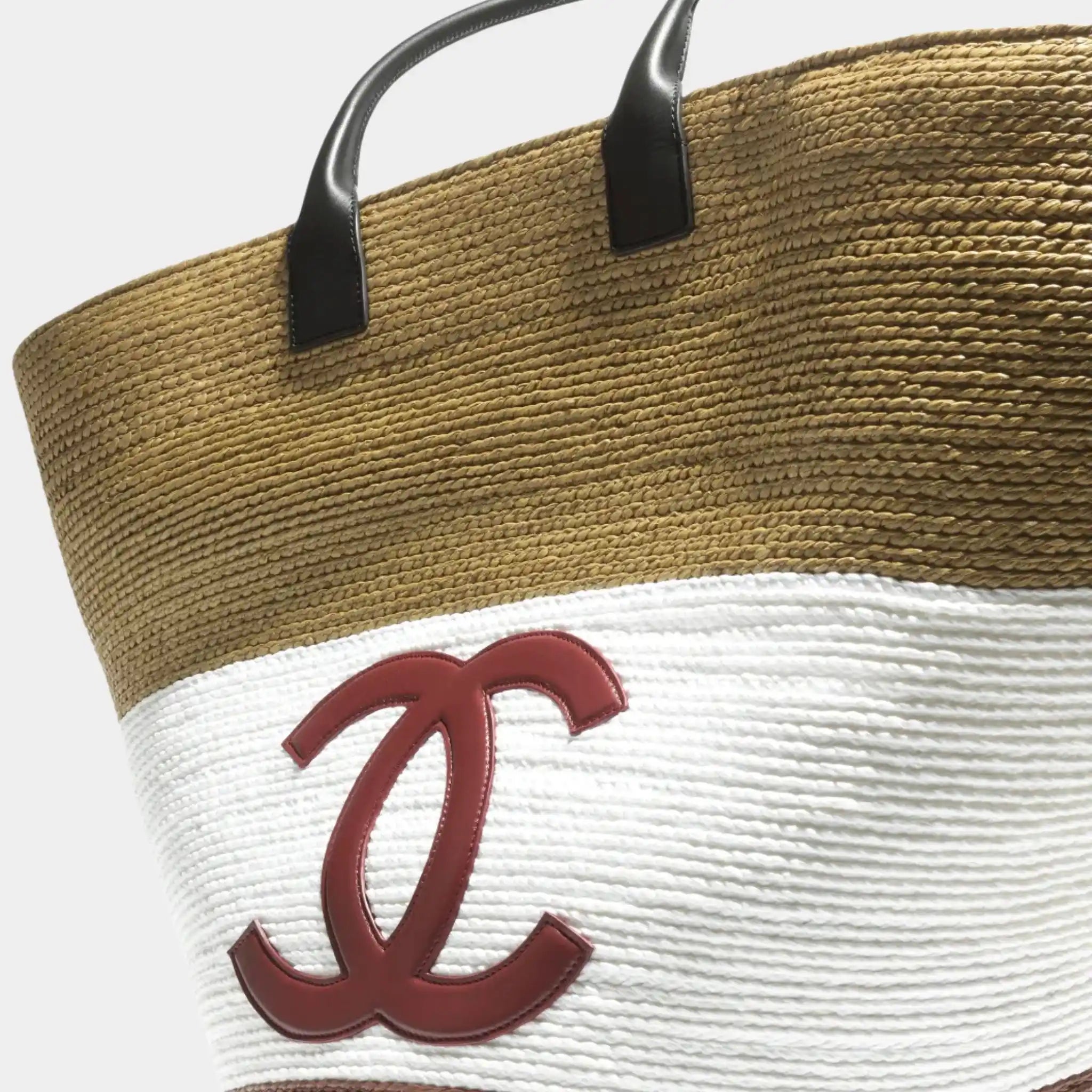 Maxi Tote Bag Braided Raffia & Calfskin