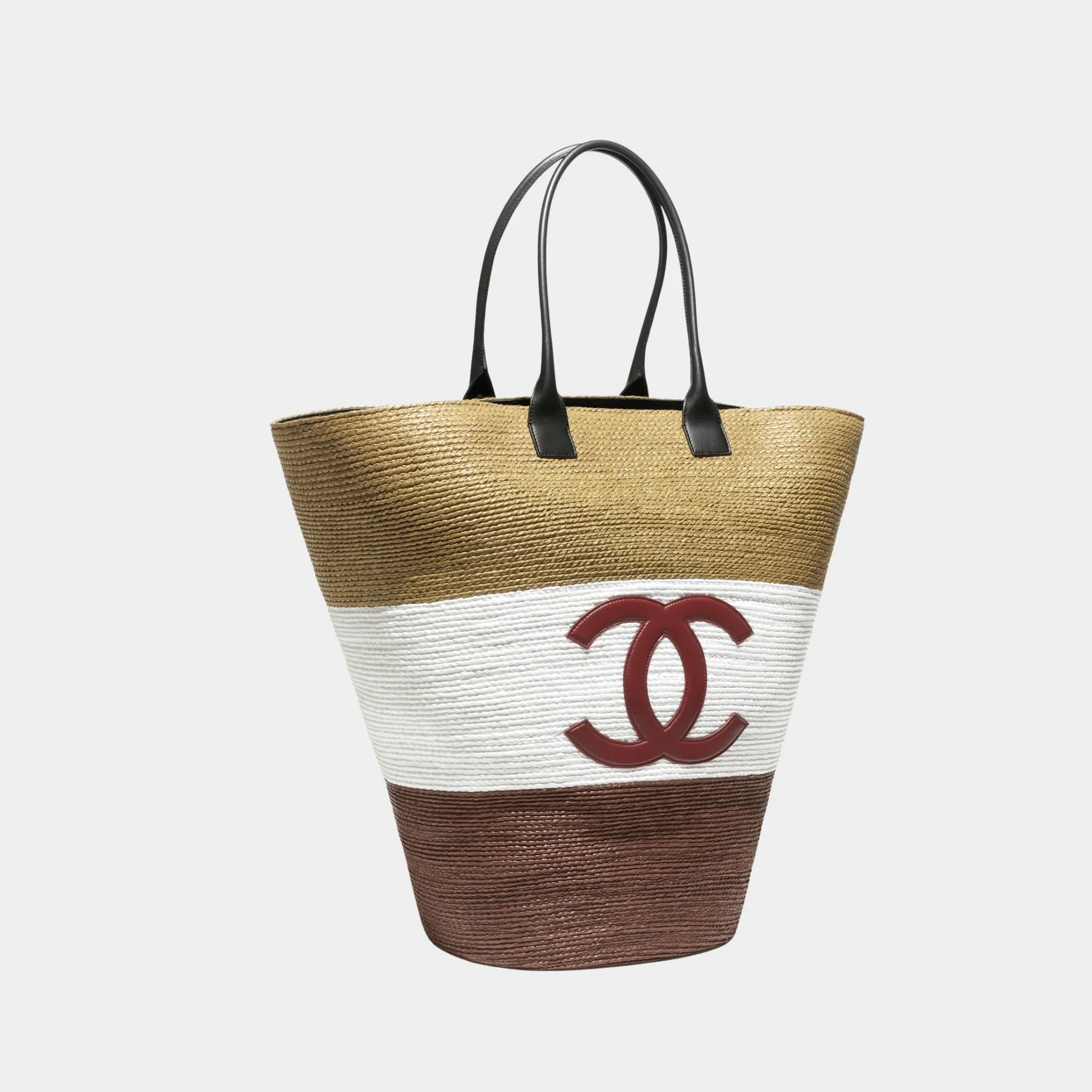 Maxi Tote Bag Braided Raffia & Calfskin