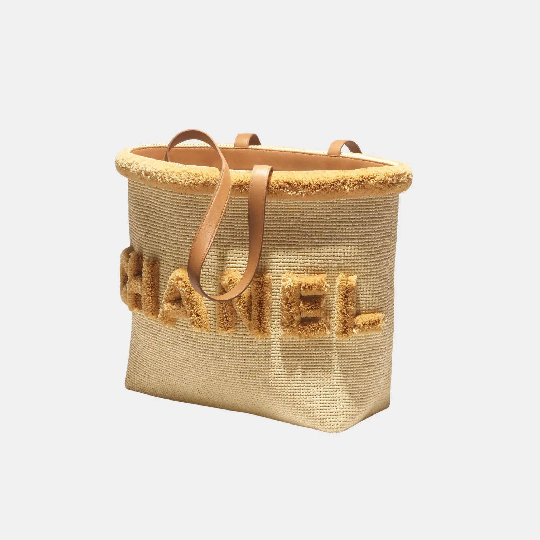 Chanel Maxi Tote Bag Braided Raffia & Gold-Tone Metal Beige