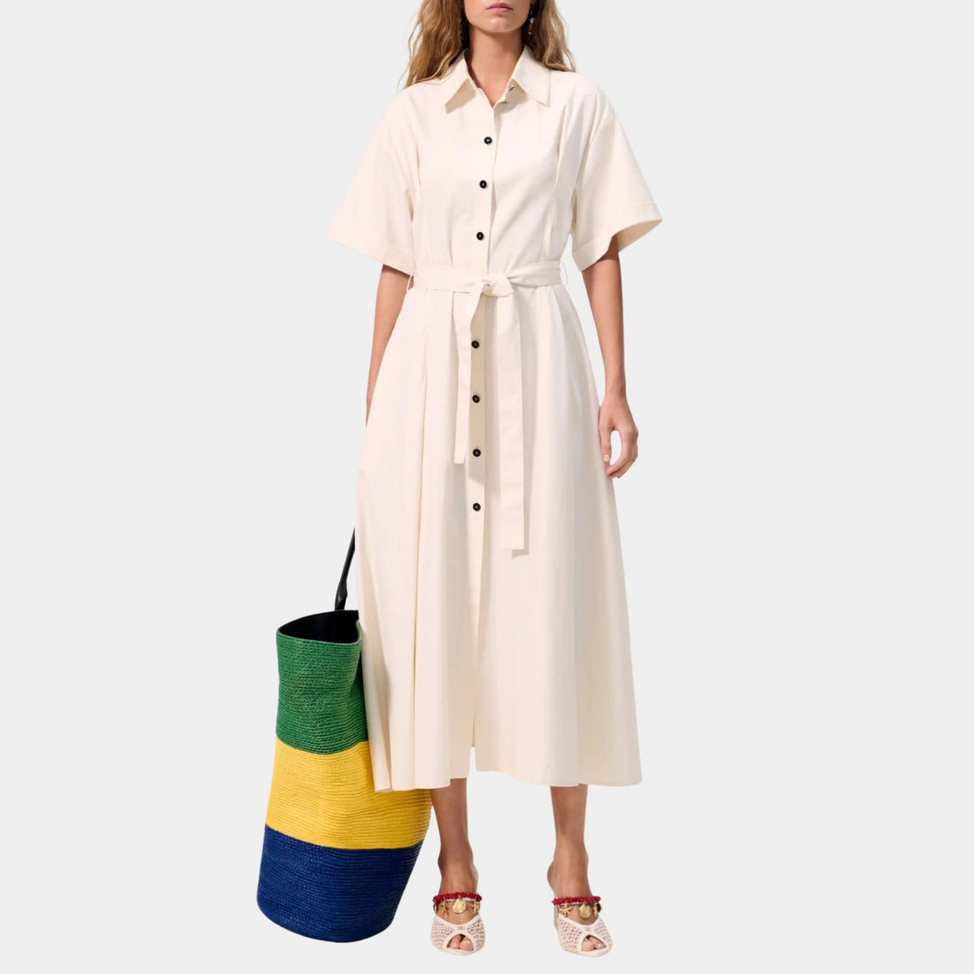 Chanel Midi Dress Cotton & Silk Ecru