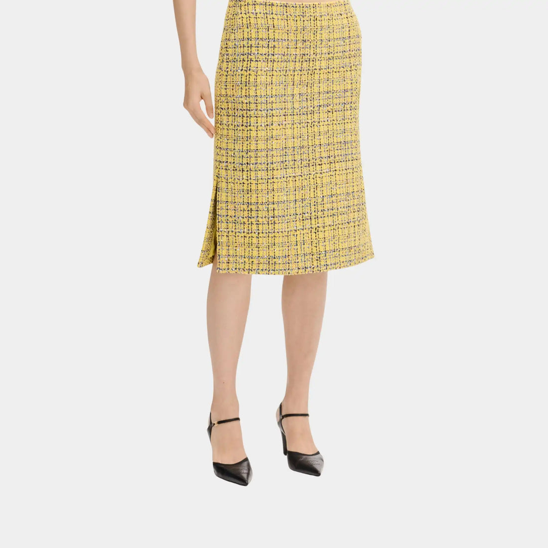 Chanel Midi Skirt in Yellow Cotton Tweed, Front