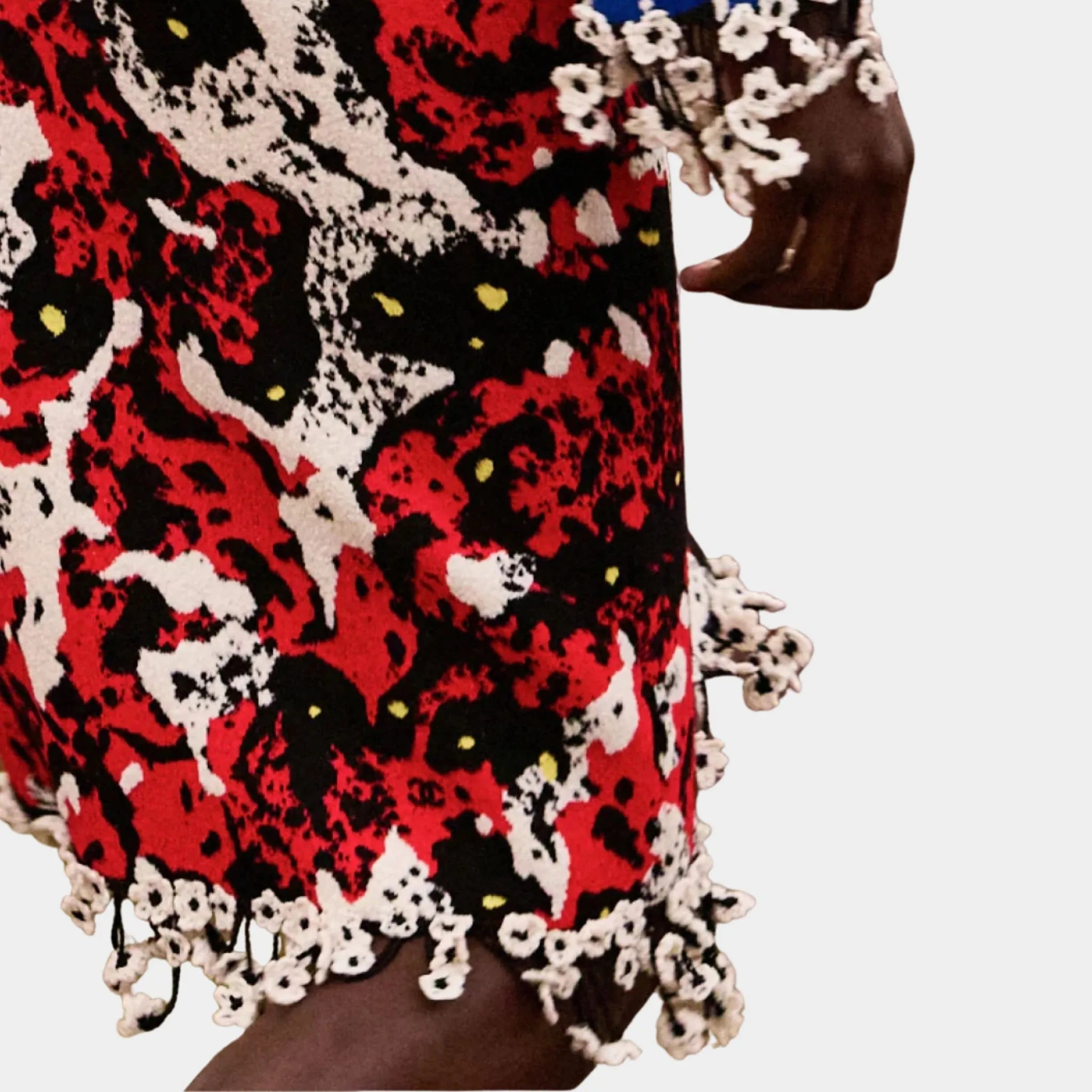 Chanel Midi Skirt Mixed Fibers Black White Red & Yellow