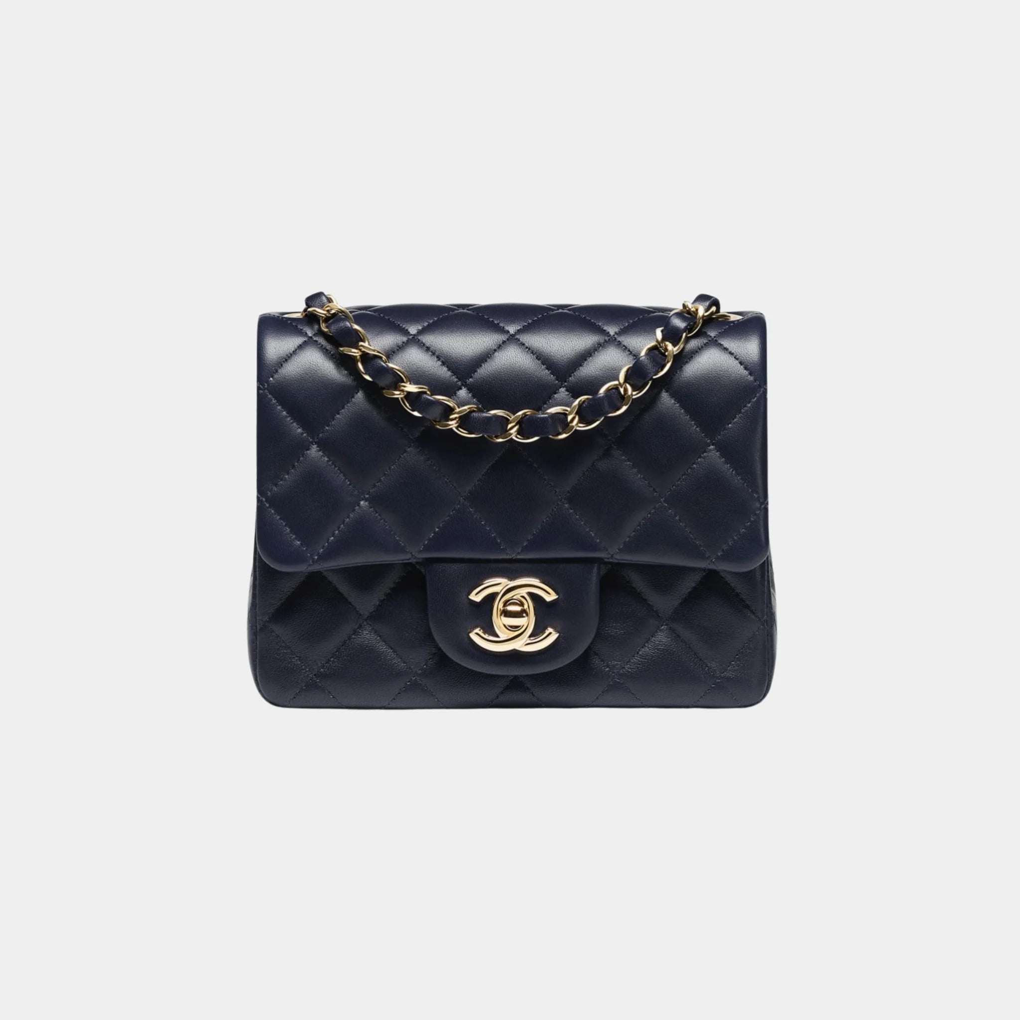 Chanel Mini Classic Handbag, Lambskin, Dark Blue