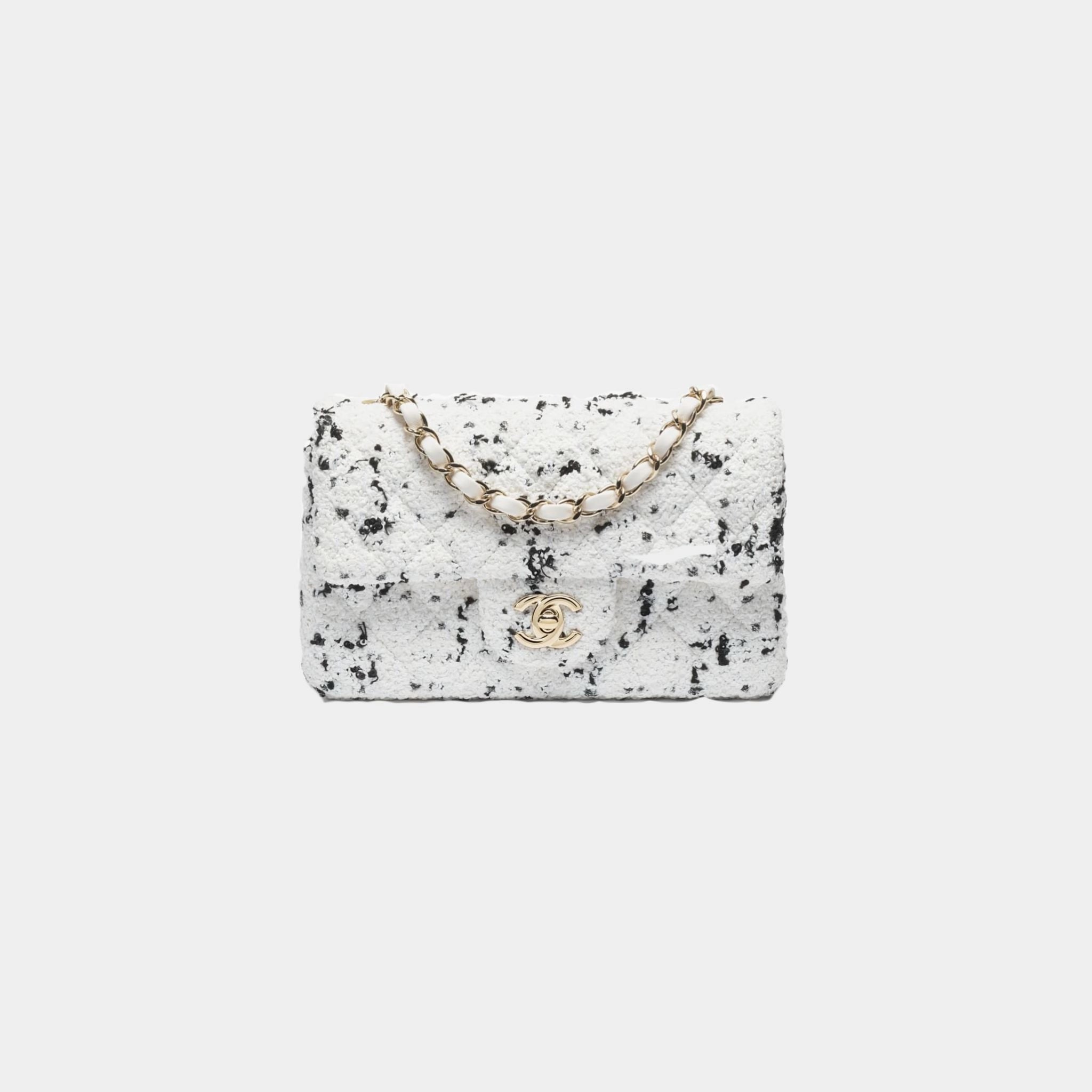 Mini Classic Handbag Tweed & Fabrics With Gold Metal