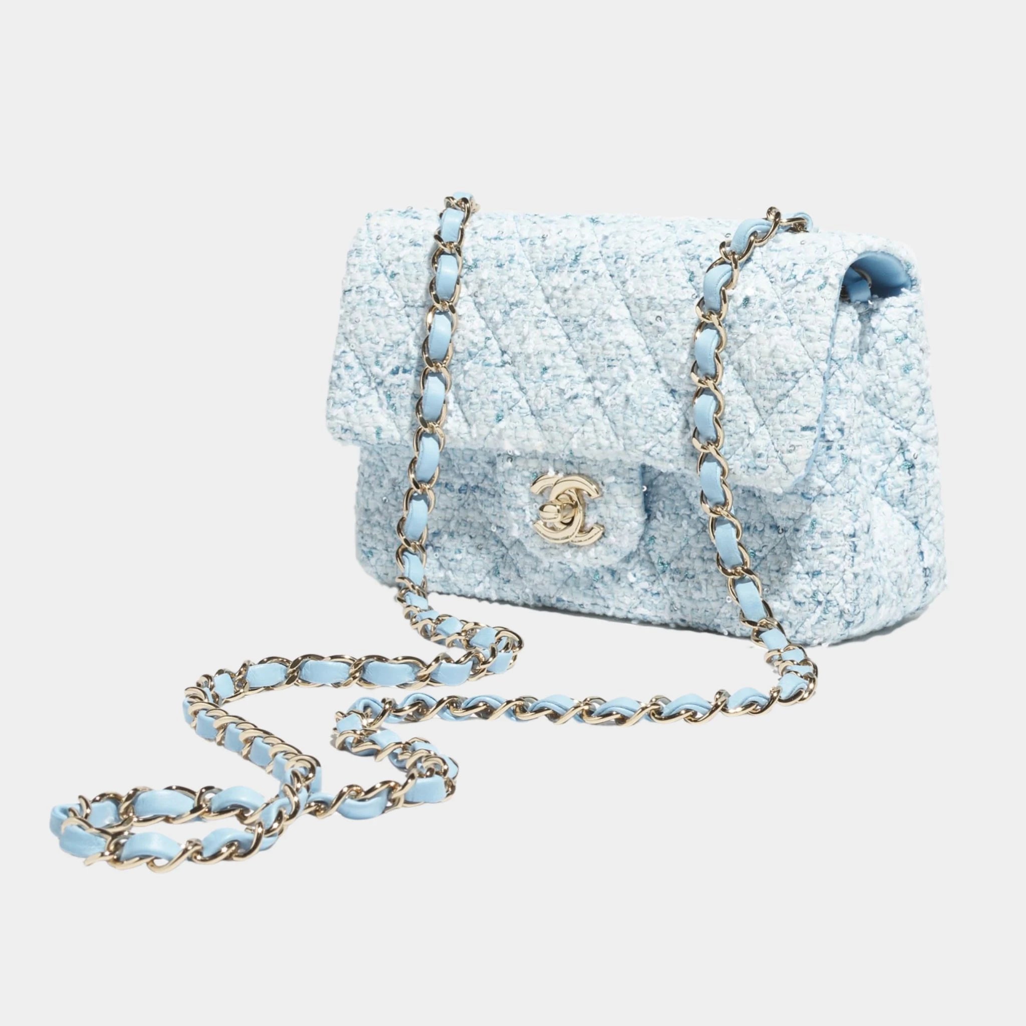 Mini Classic Handbag Tweed & Fabrics With Gold Metal