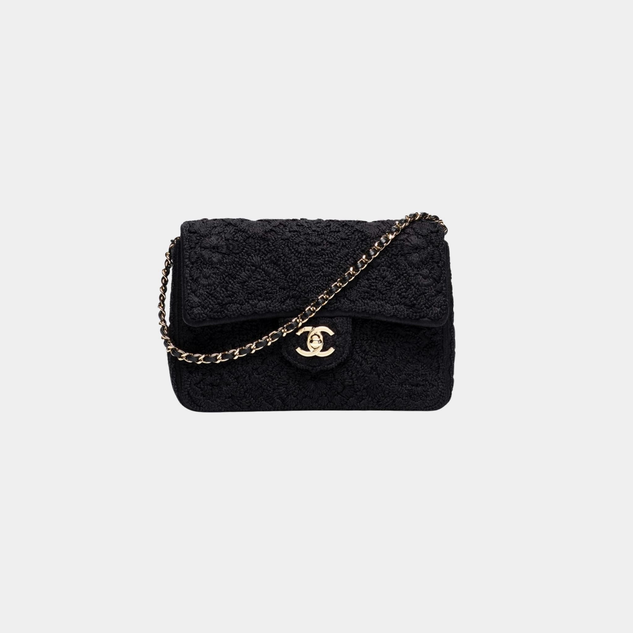 Chanel Mini Flap Bag With Top Handle Shiny Lambskin & Gold Tone Metal, Front