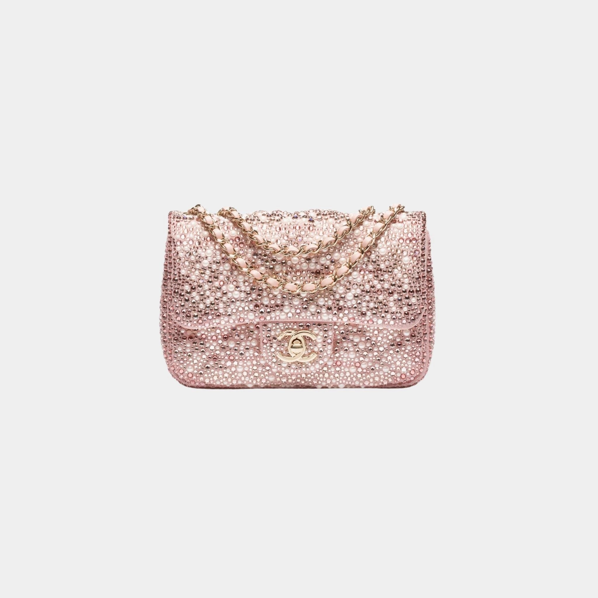 Chanel Flap Bag Glass Beads Sequins & Gold Tone Metal