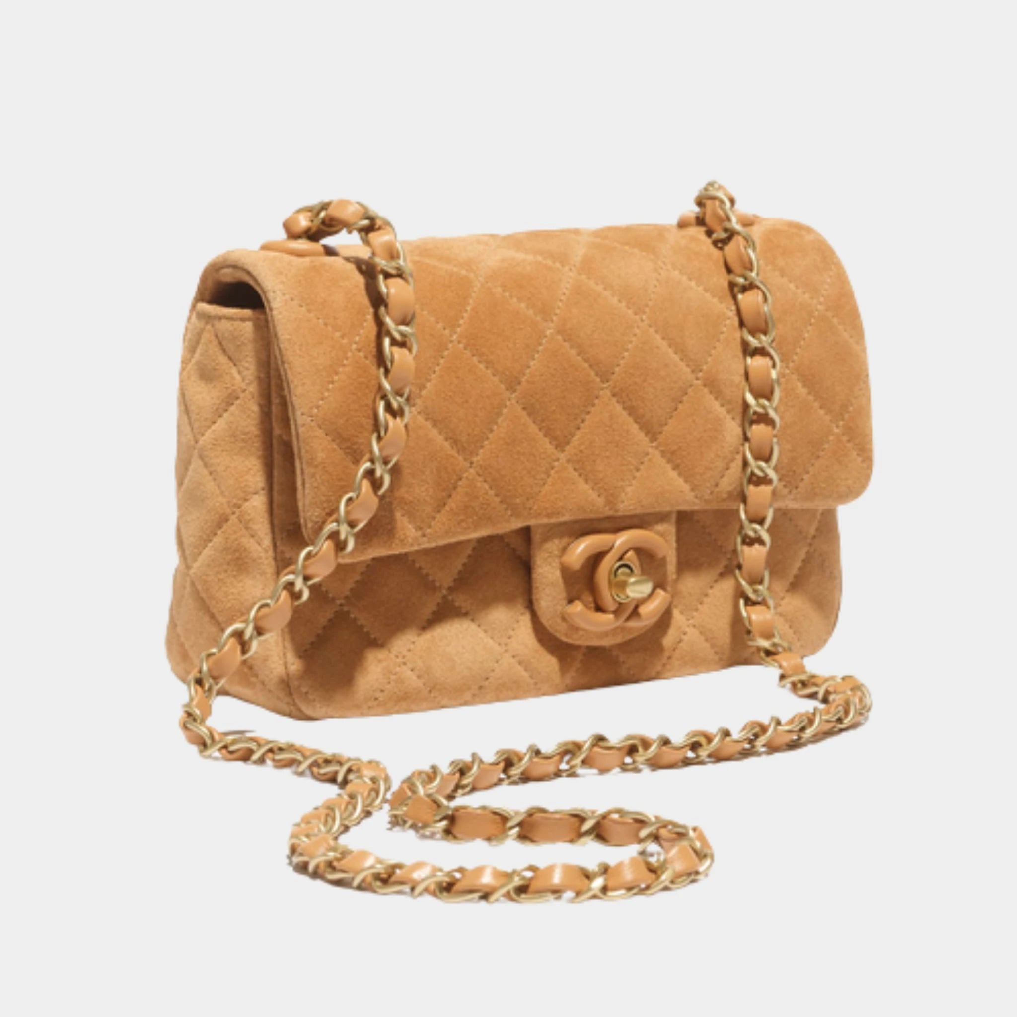 Mini Flap Bag In Suede/Lambskin - Gold Metal