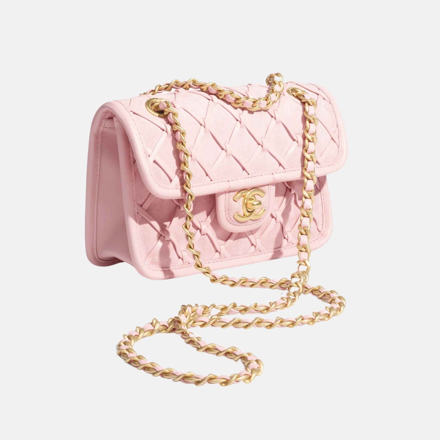 Chanel Mini Flap Bag In Suede And Braided Calfskin, Front