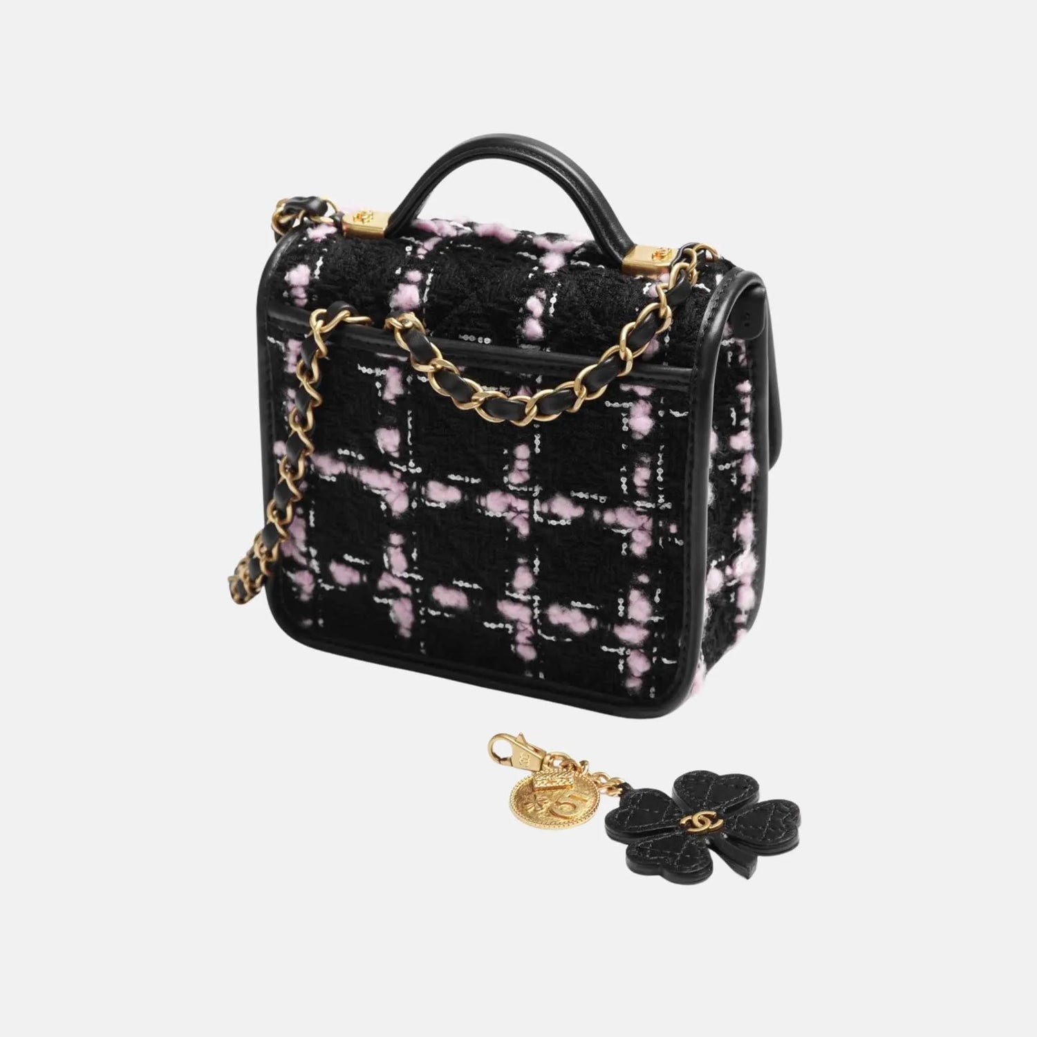 Chanel Mini Flap Bag with Handle in Wool Tweed and Calfskin, Back