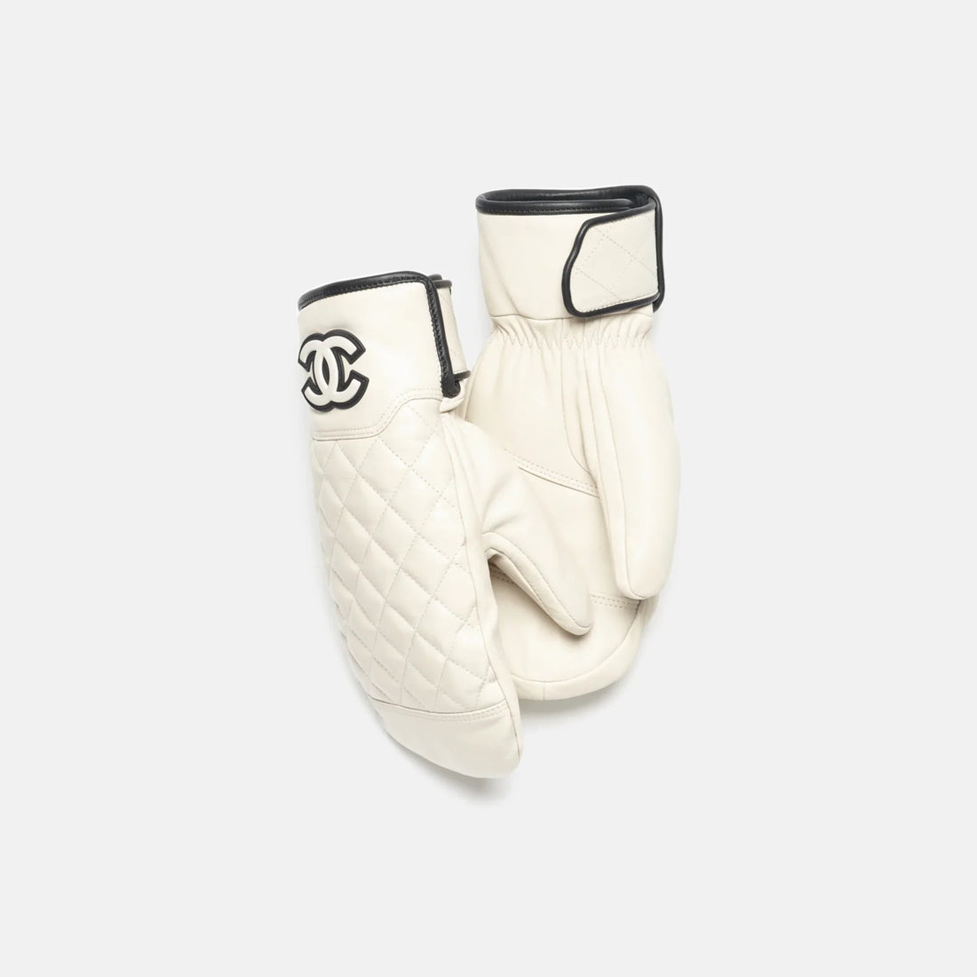 Chanel Mittens quilted lambskin beige and black Coco Neige 2026 front view