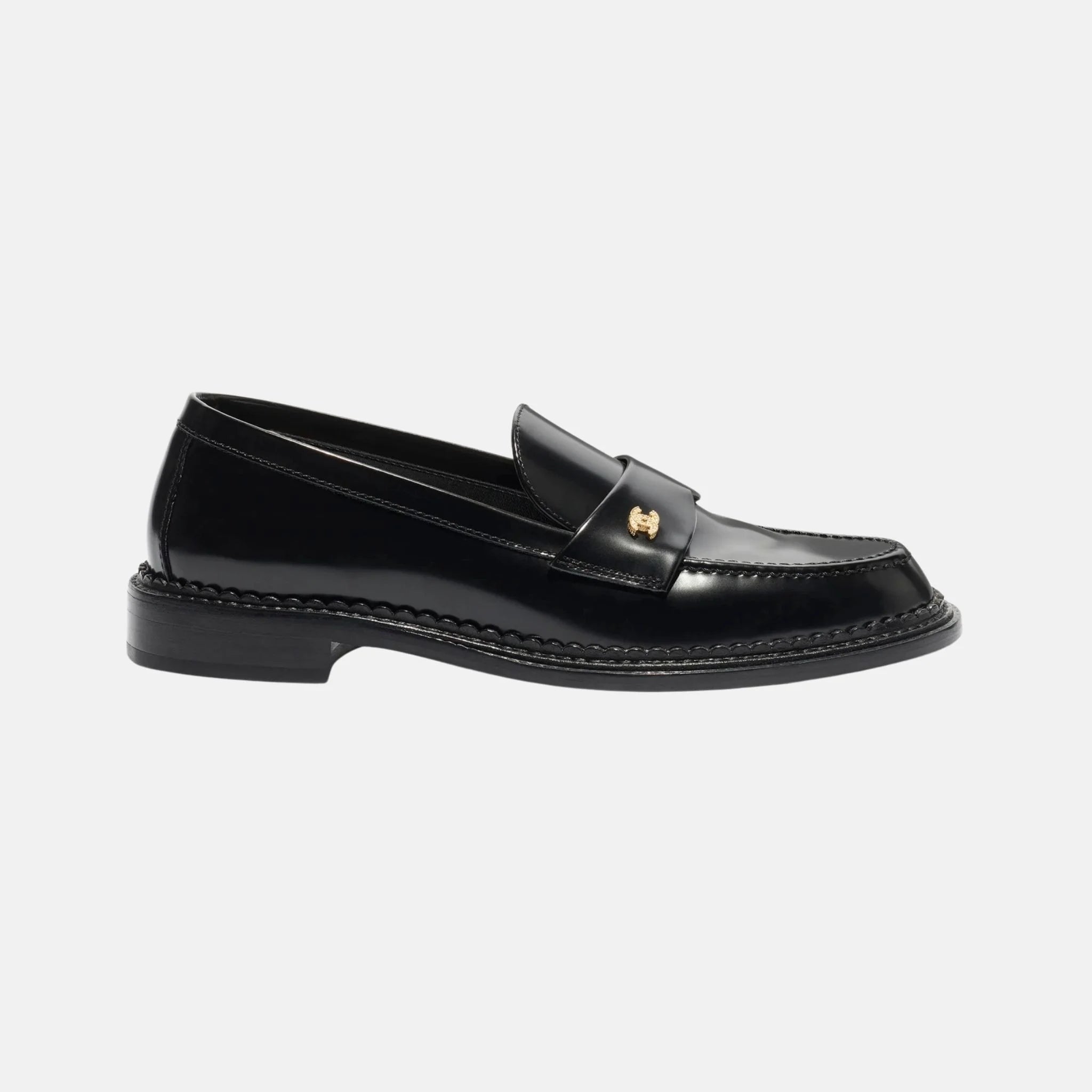 Chanel Moccasins Calfskin, Black, Side
