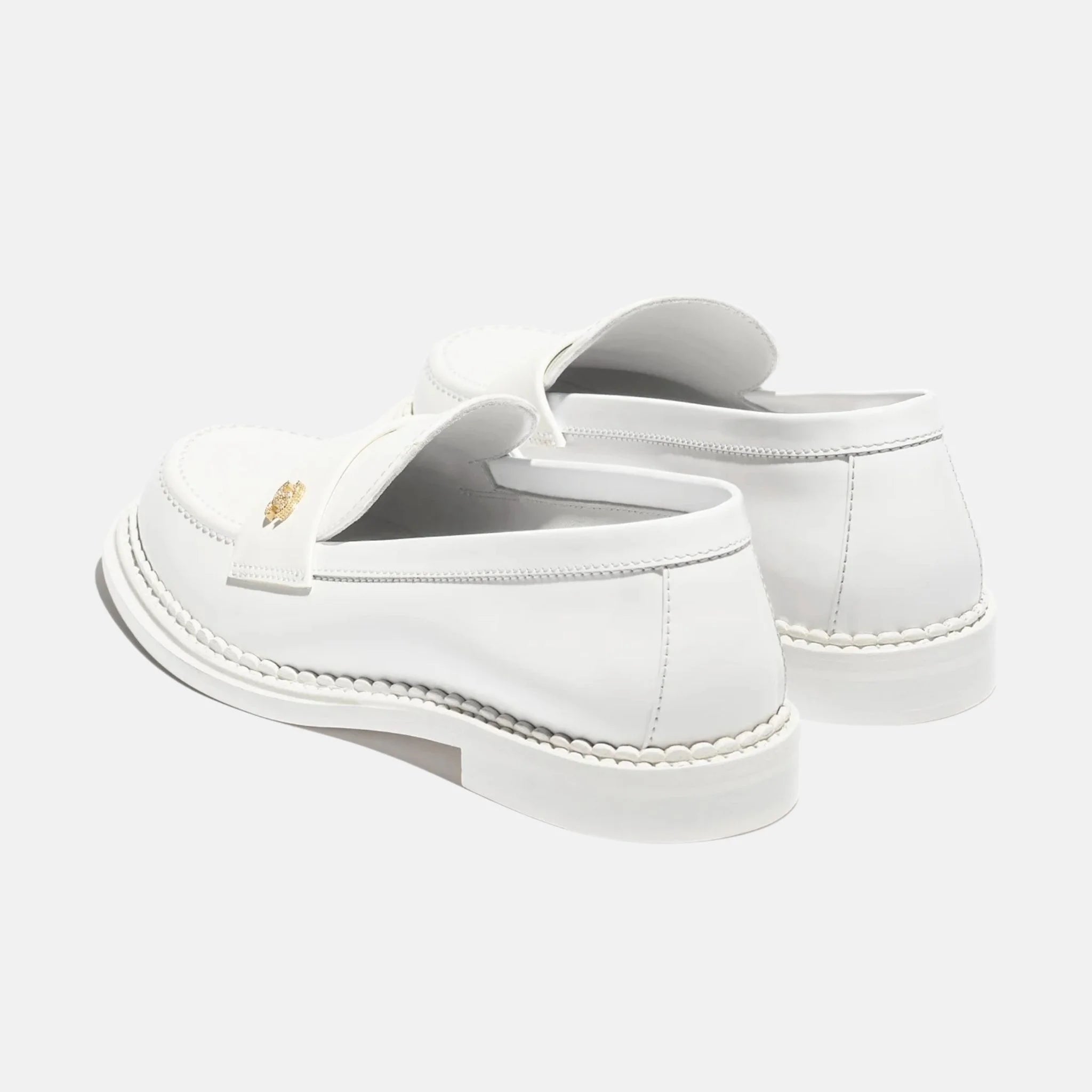 Chanel Moccasins Calfskin, White, Back
