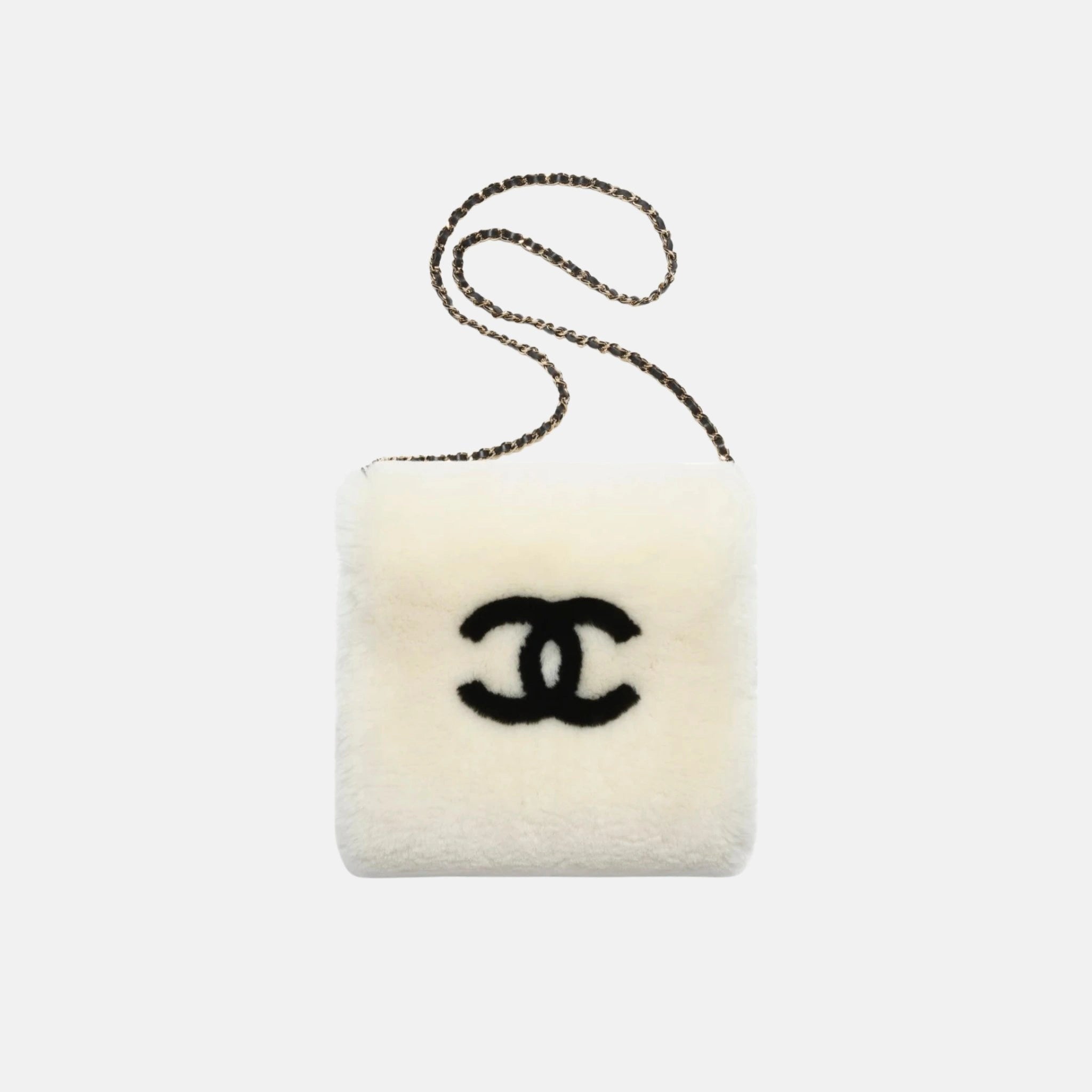 Chanel Muff Shearling Lambskin, Ecru, Front