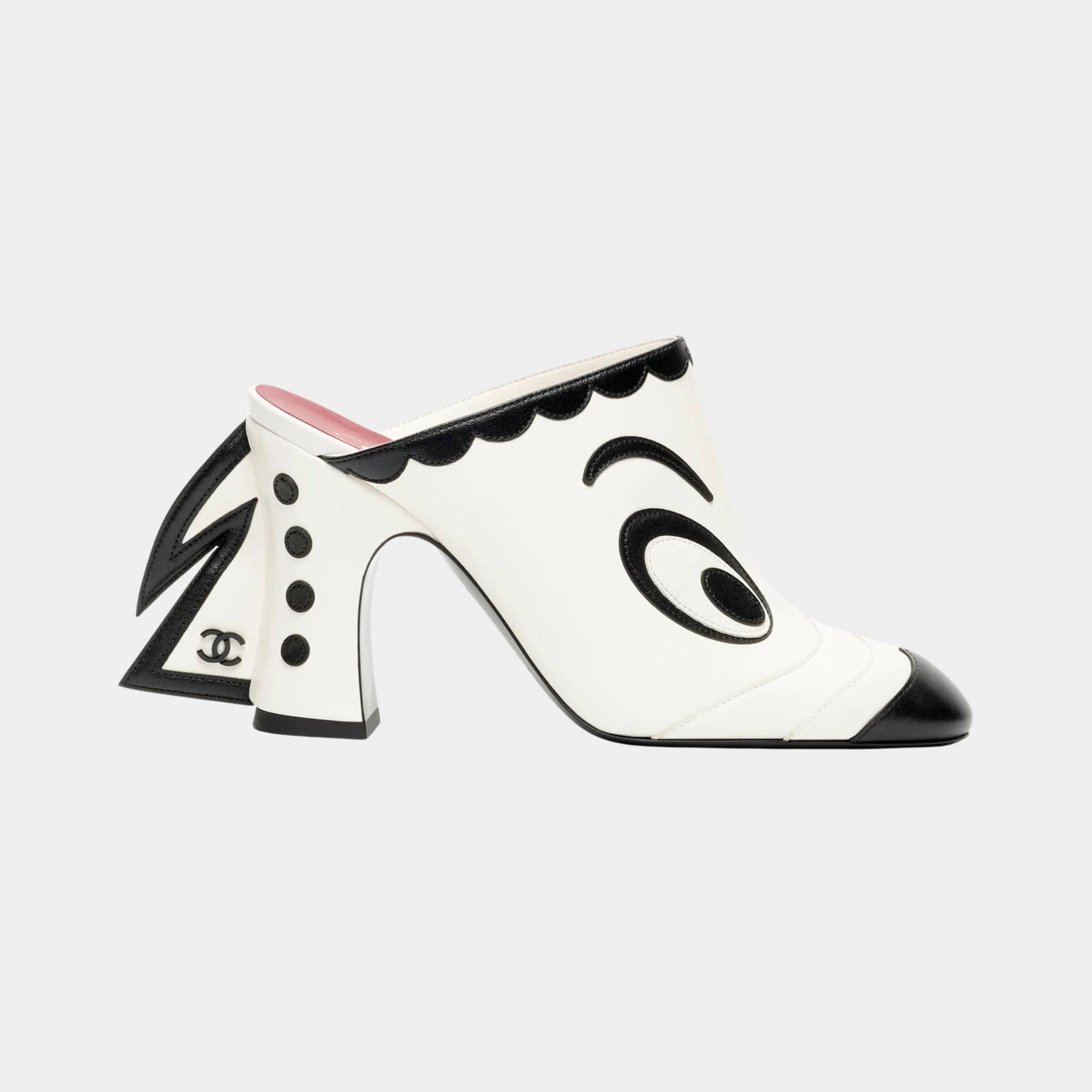 Chanel Mules Lambskin White & Black