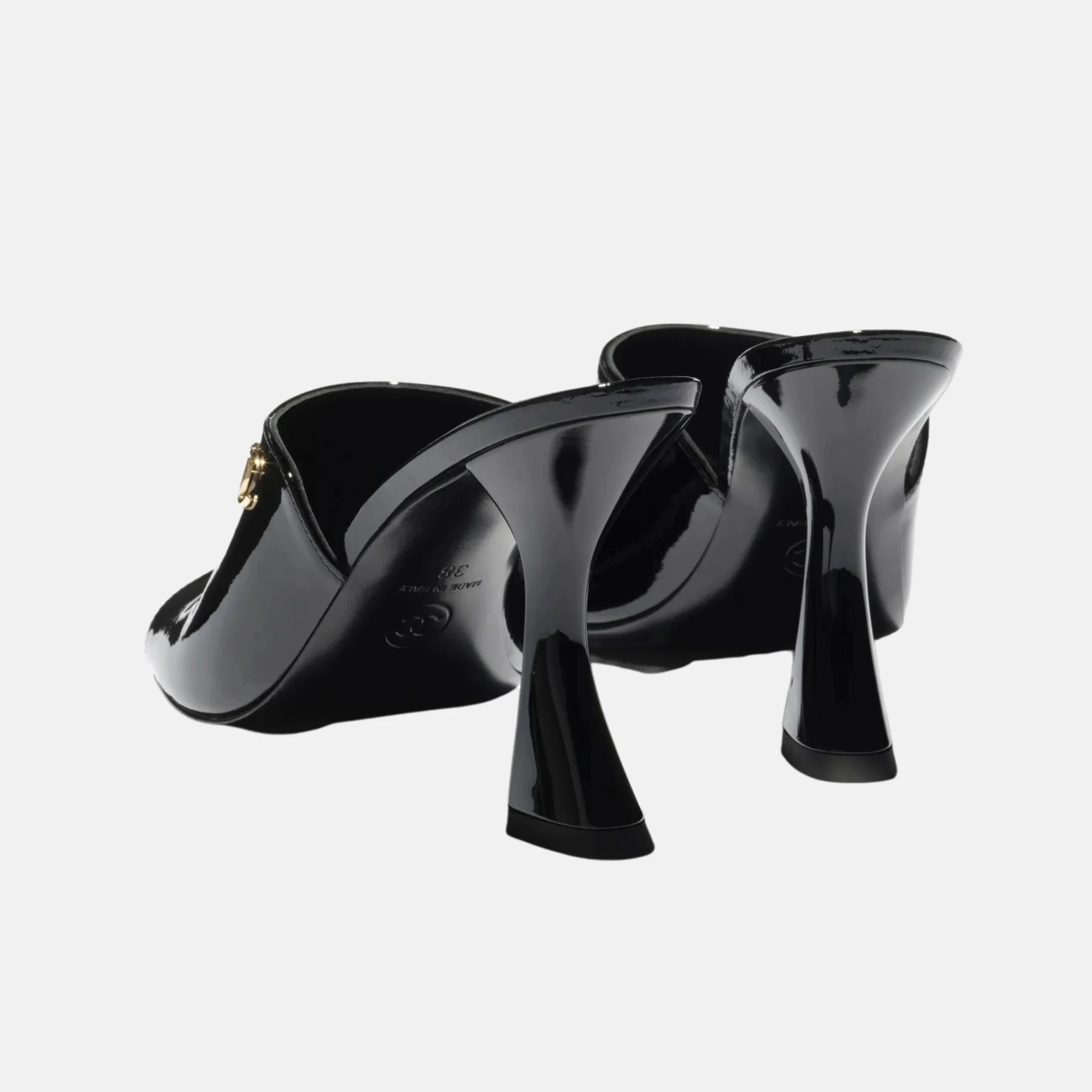 Chanel Mules in Patent Calfskin, Black, Back