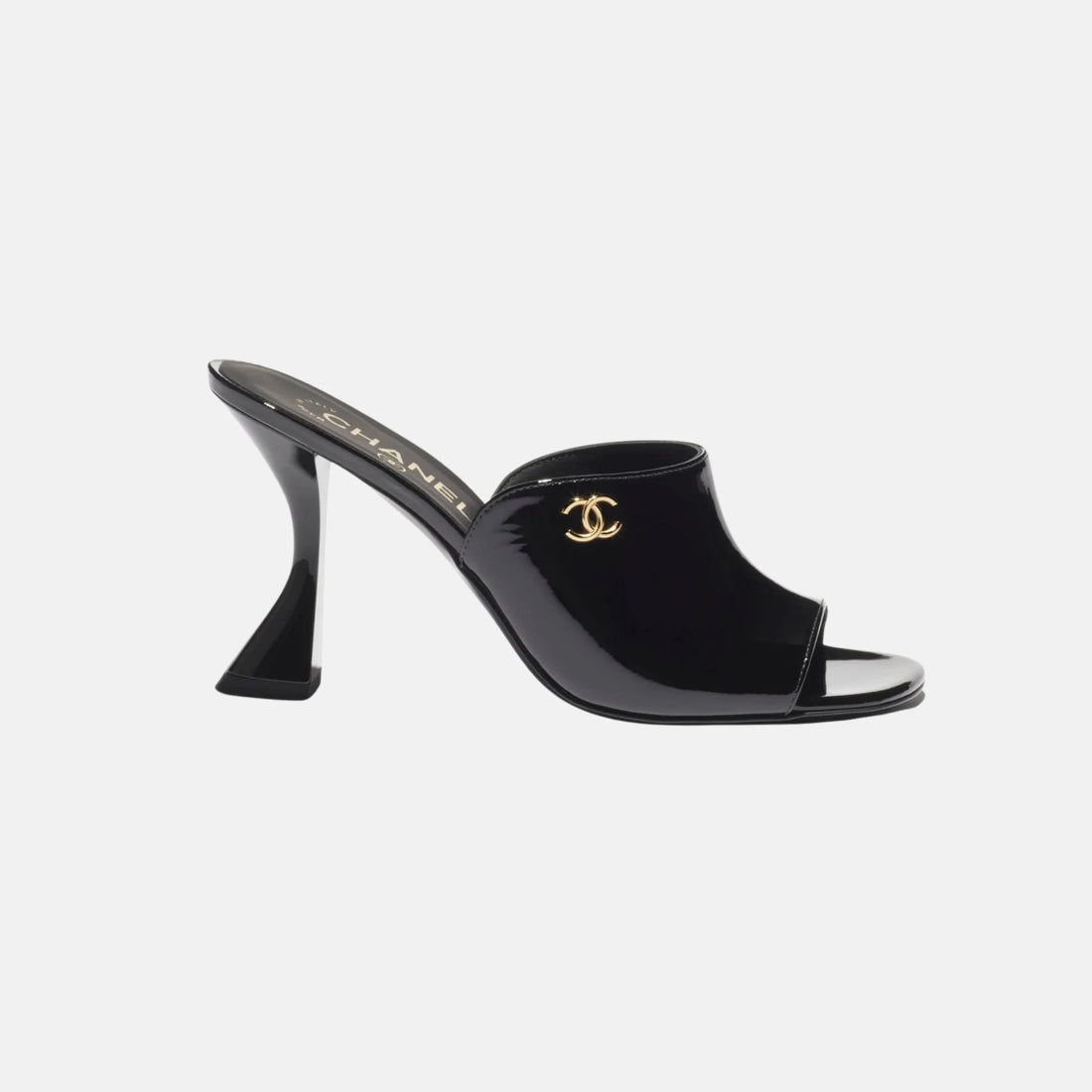 Chanel Mules in Patent Calfskin, Black, Side