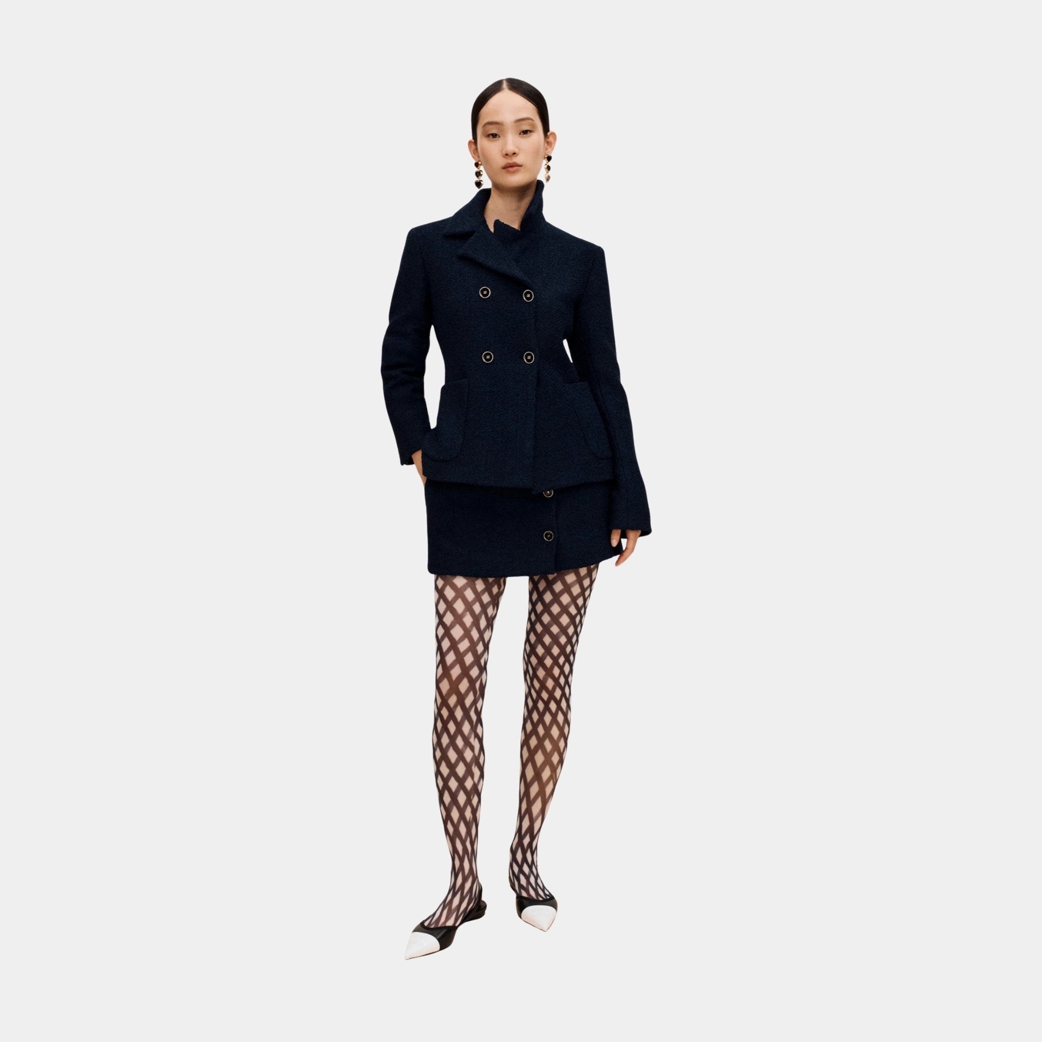 Navy Blue Jacket in Tweed, Front