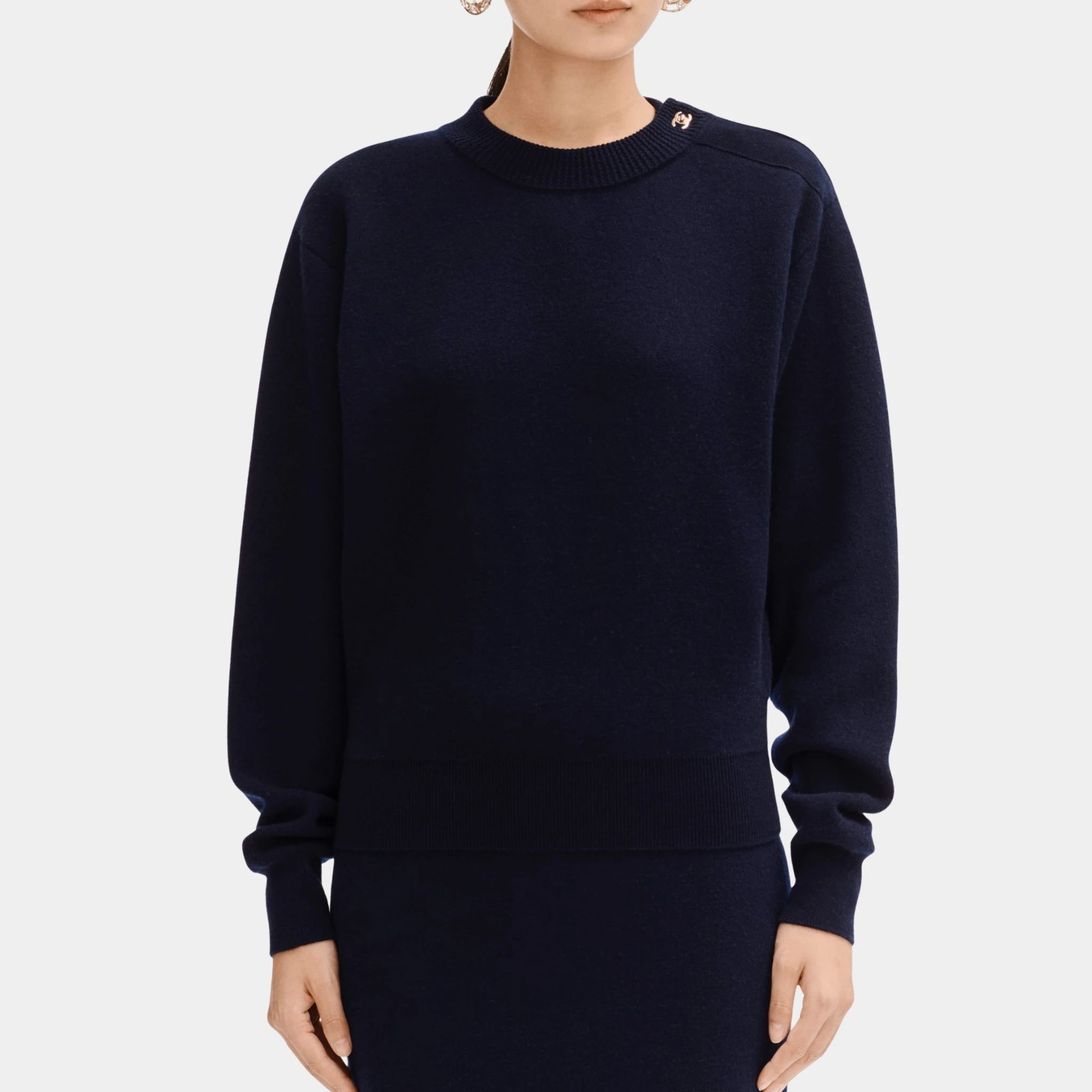 Chanel Navy Blue Sweater in Cashmere and Cotton, Front