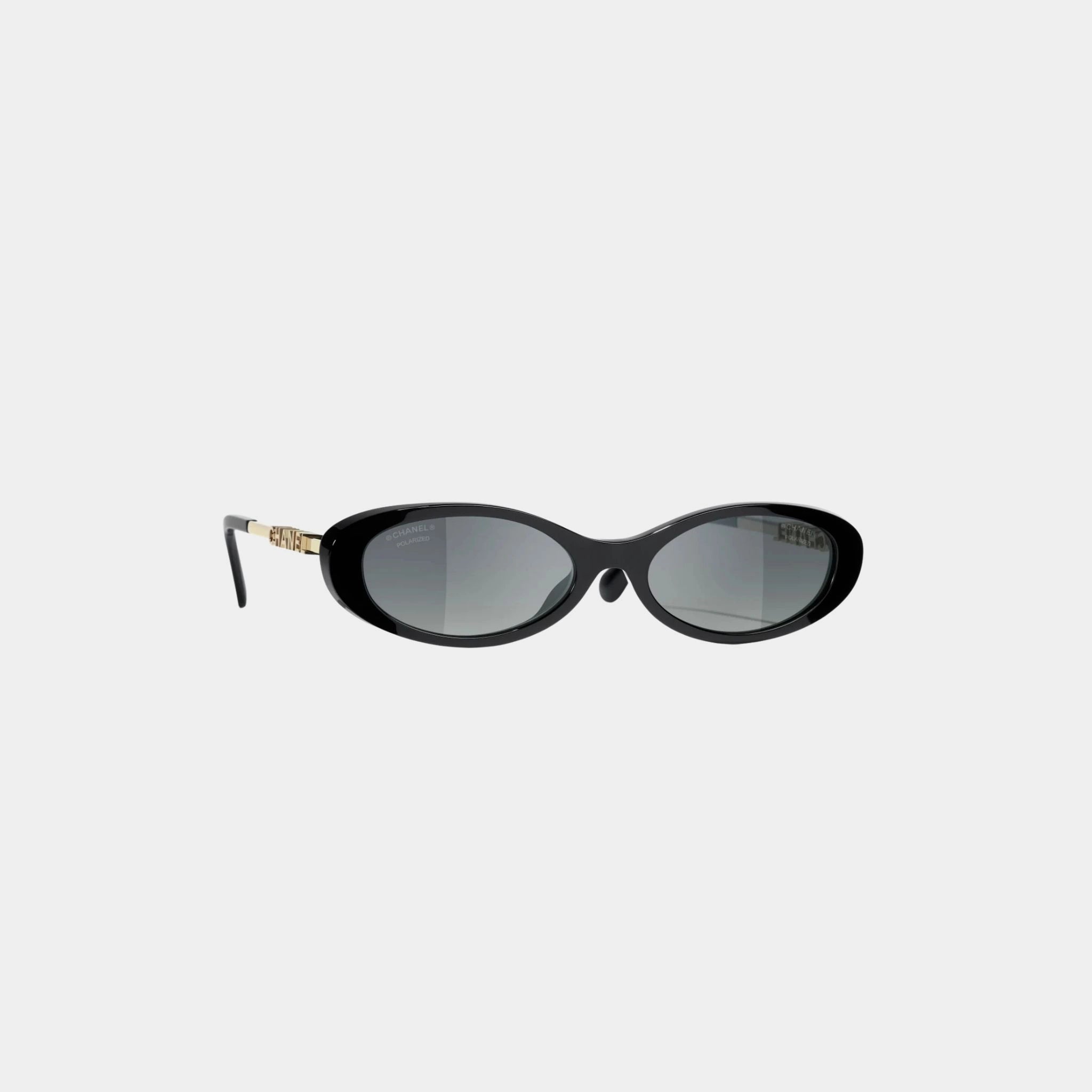 Chanel Oval Sunglasses in Acetate and Metal, Black