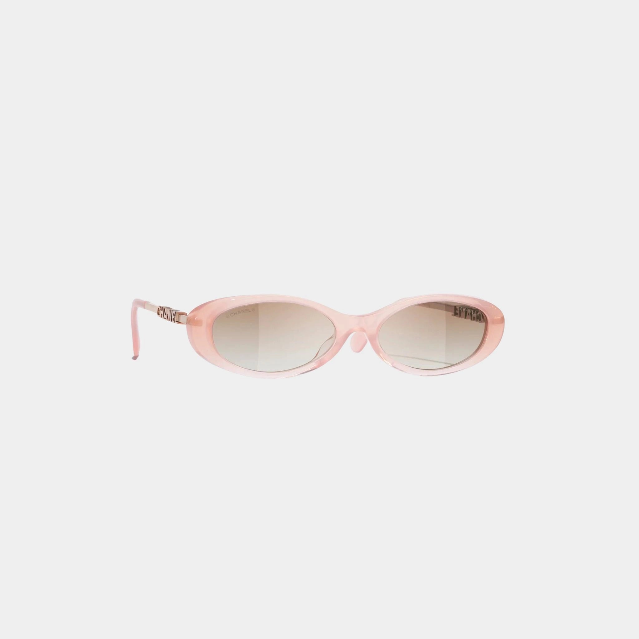 Chanel Oval Sunglasses in Acetate and Metal, Pink