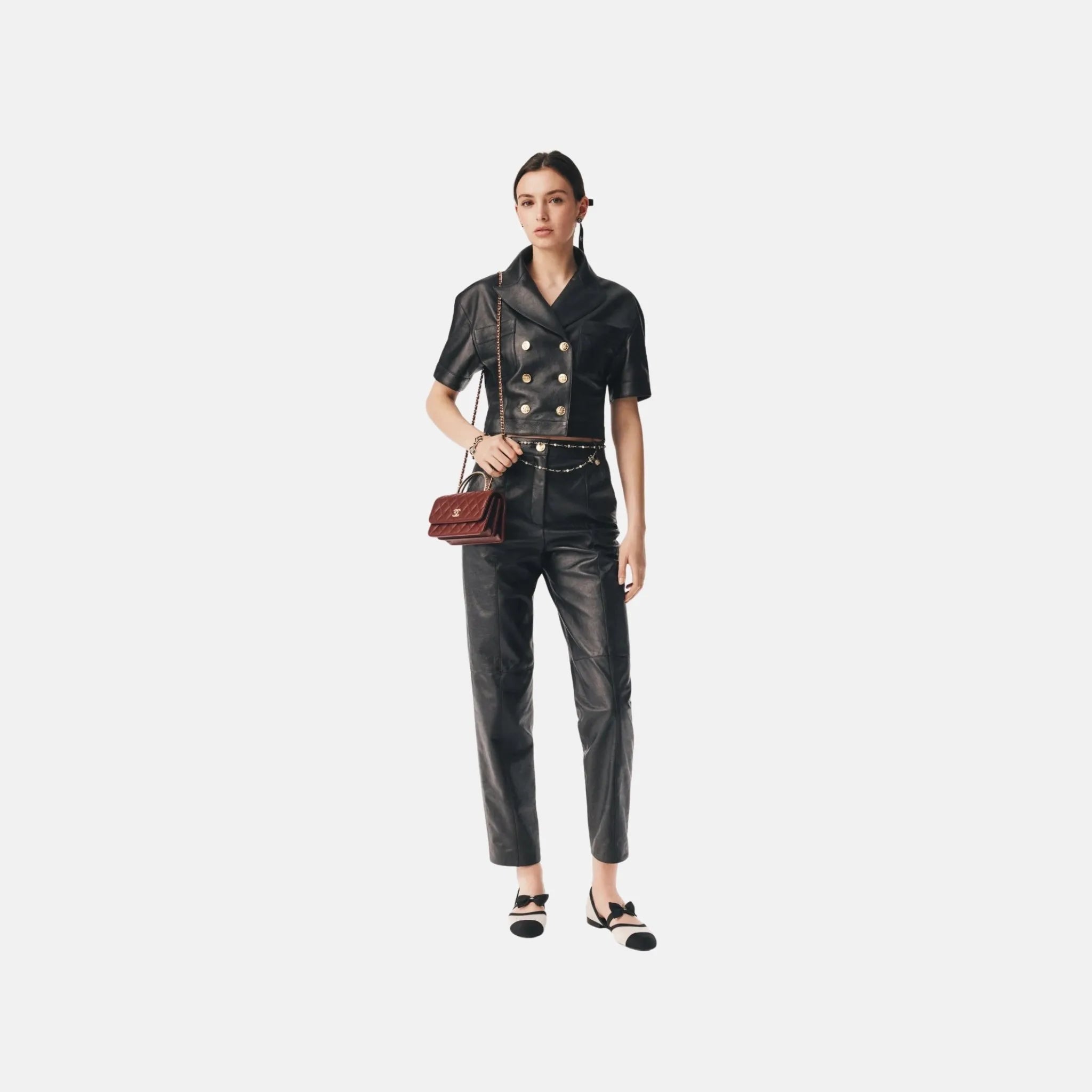 Chanel Pants in Black Lambskin, Front