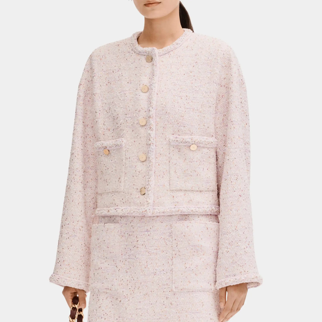 Chanel Pink Jacket in Tweed, Front
