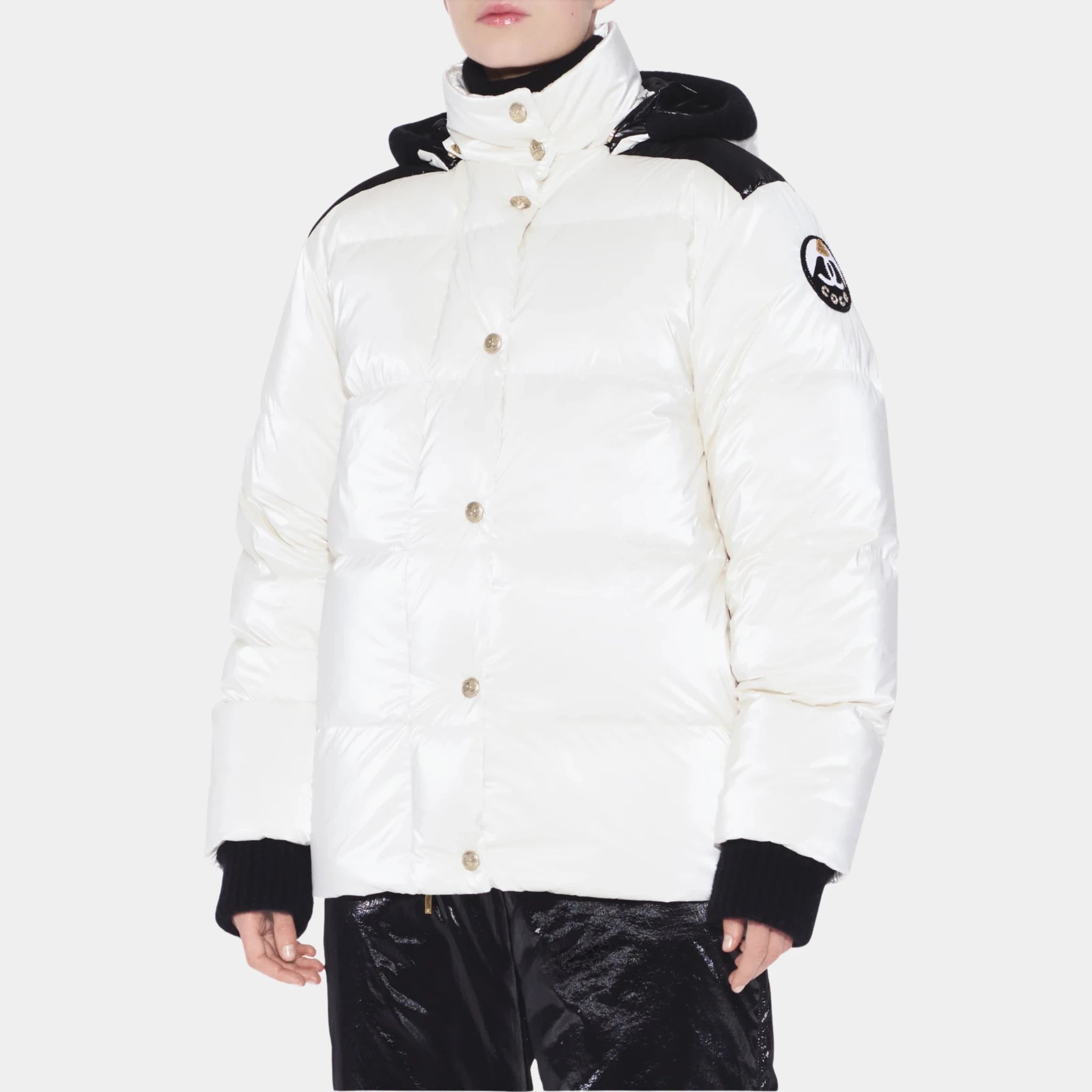 Chanel Puffy Jacket Mixed Fibers in Black and White, Front