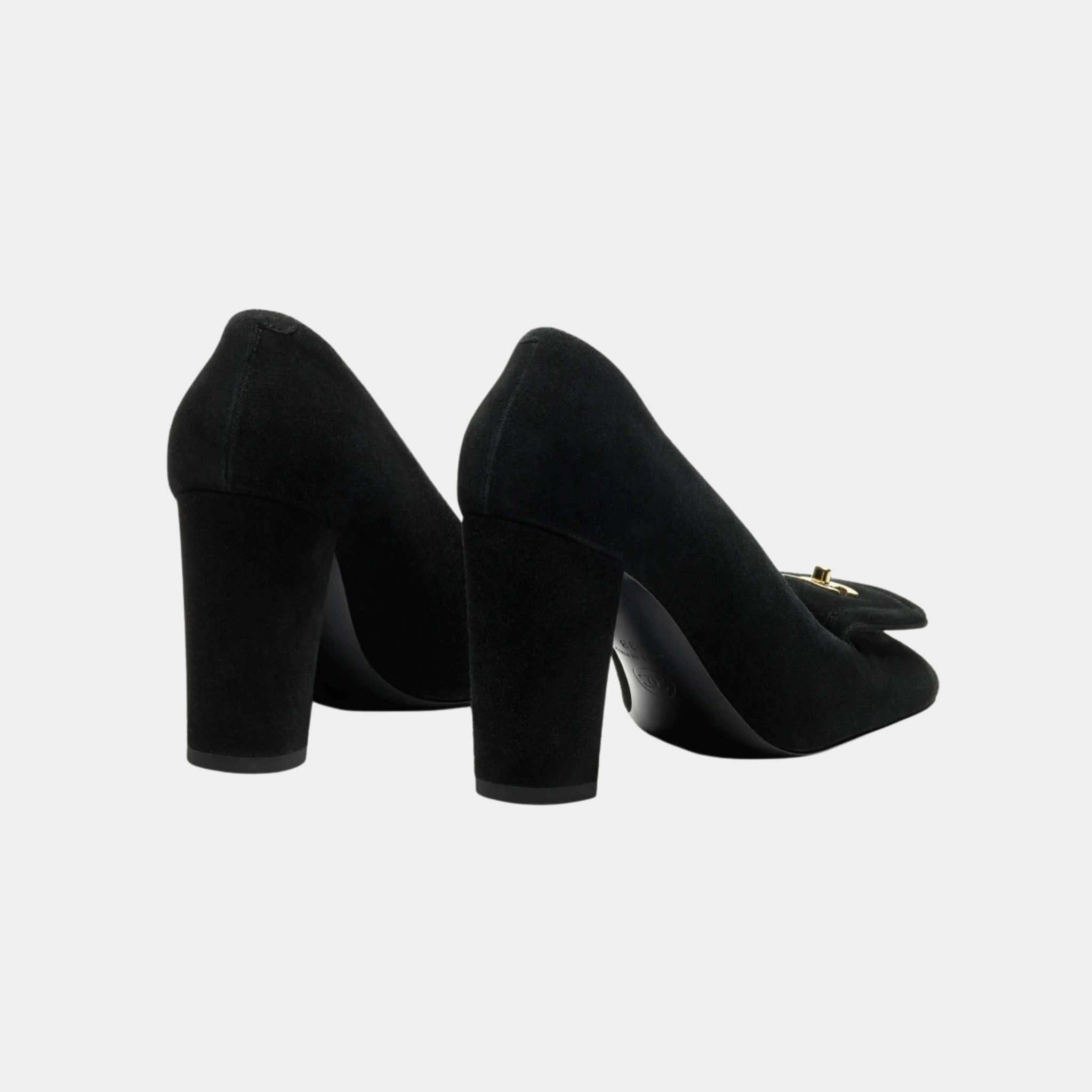 Chanel Pumps in Black Suede Calfskin, Back