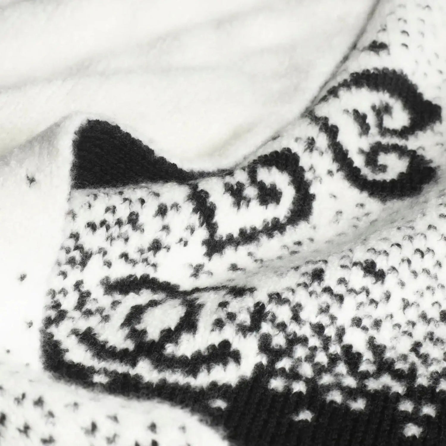 Scarf Cashmere & wool Black & White, Closeup