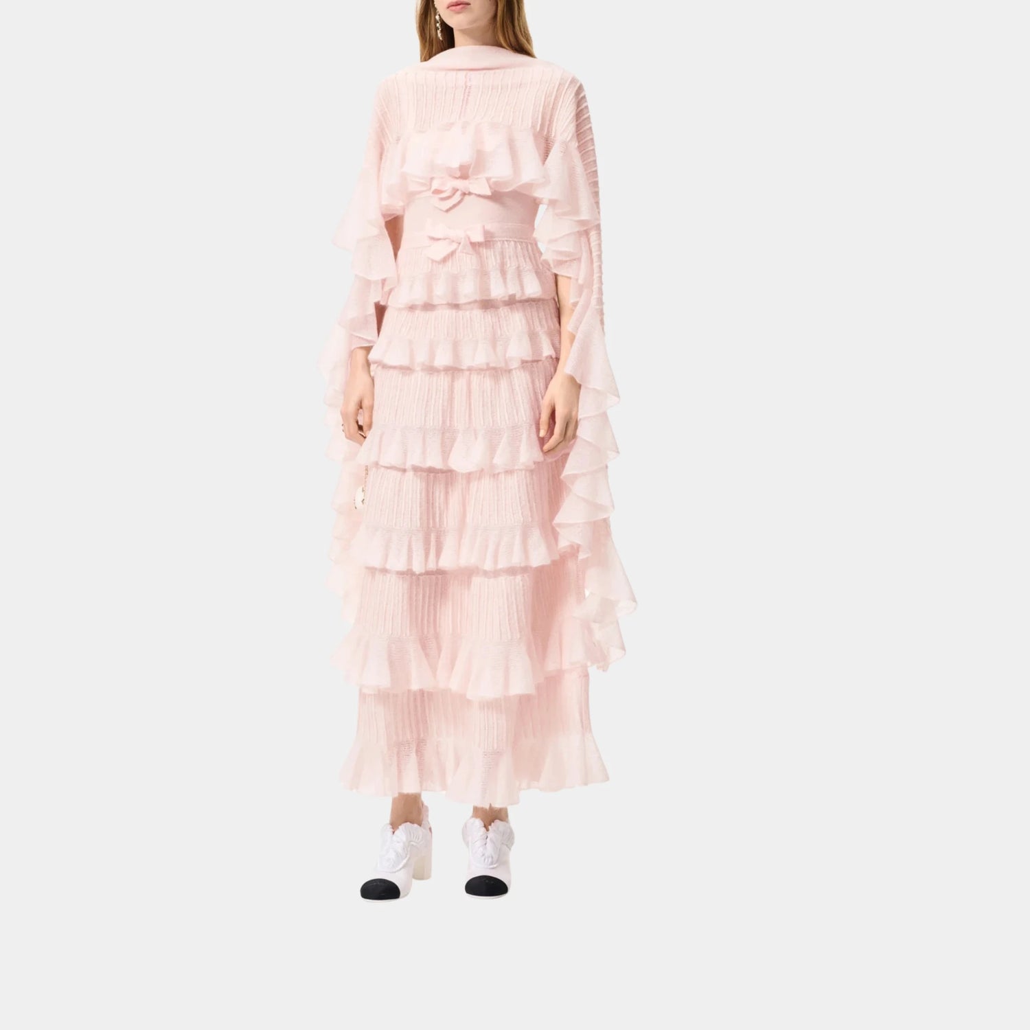 Chanel Shawl in Mohair and Silk, Light Pink, Front