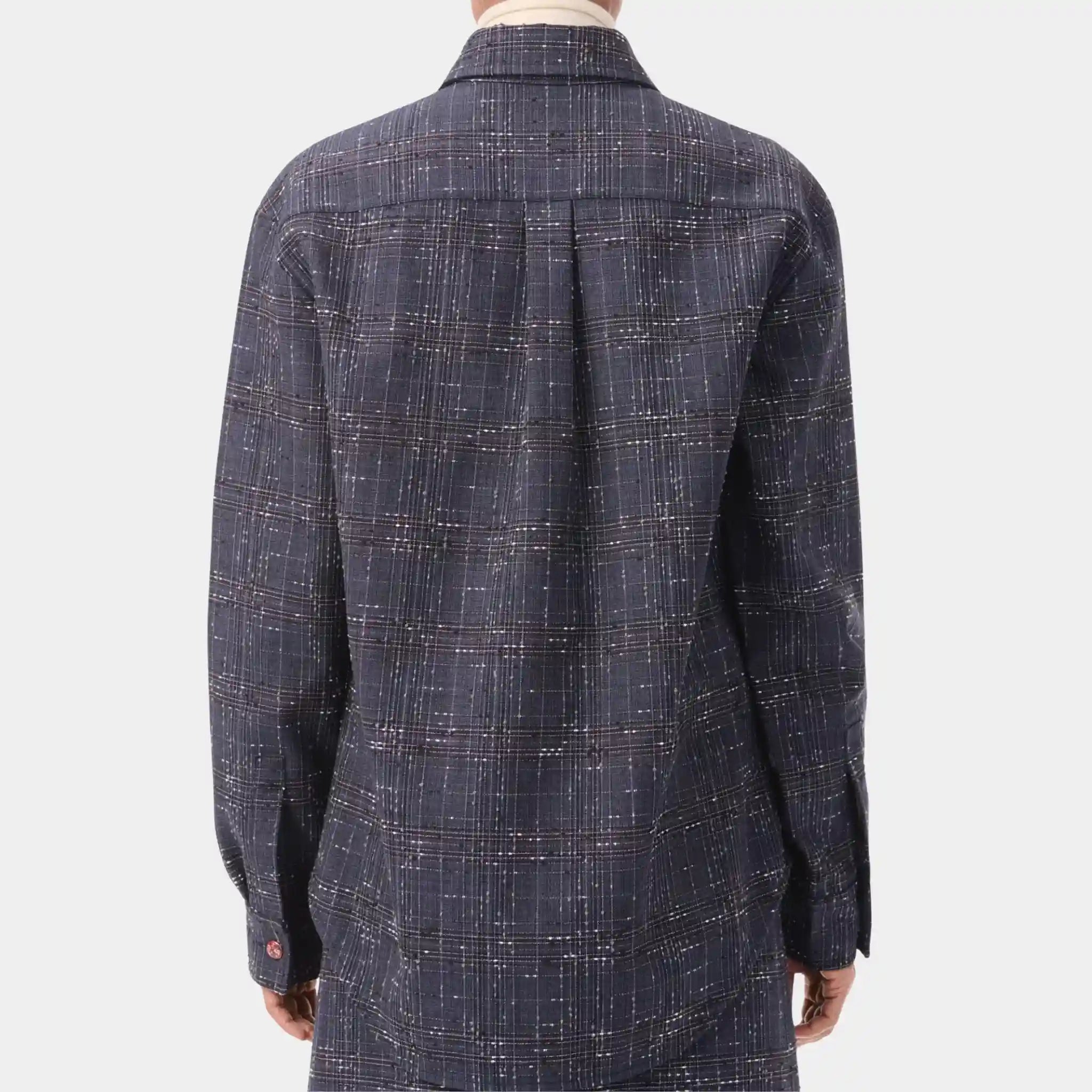 Chanel Shirt Cotton in Dark Blue & Gray, Back
