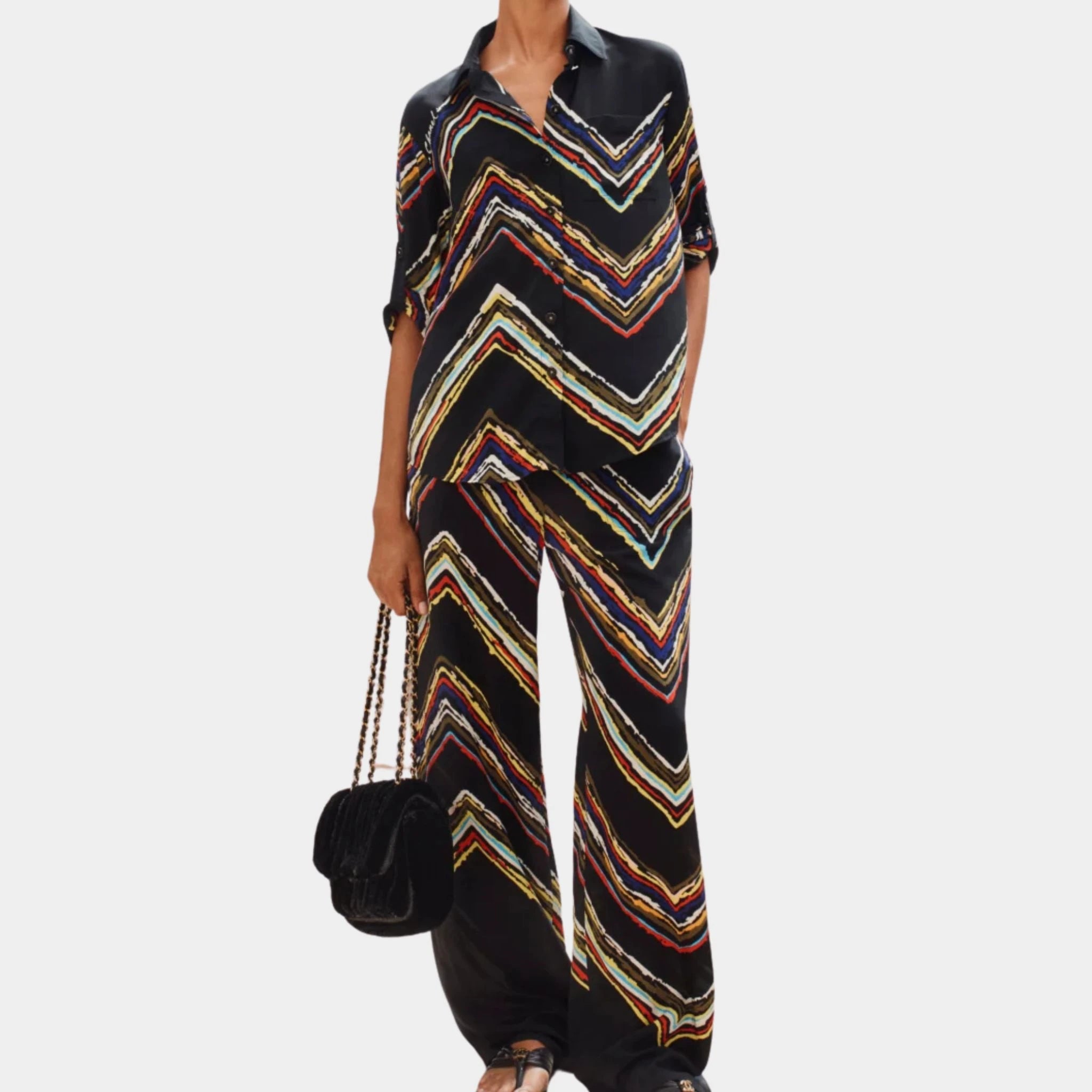 Shirt Silk Black & Multicoloured