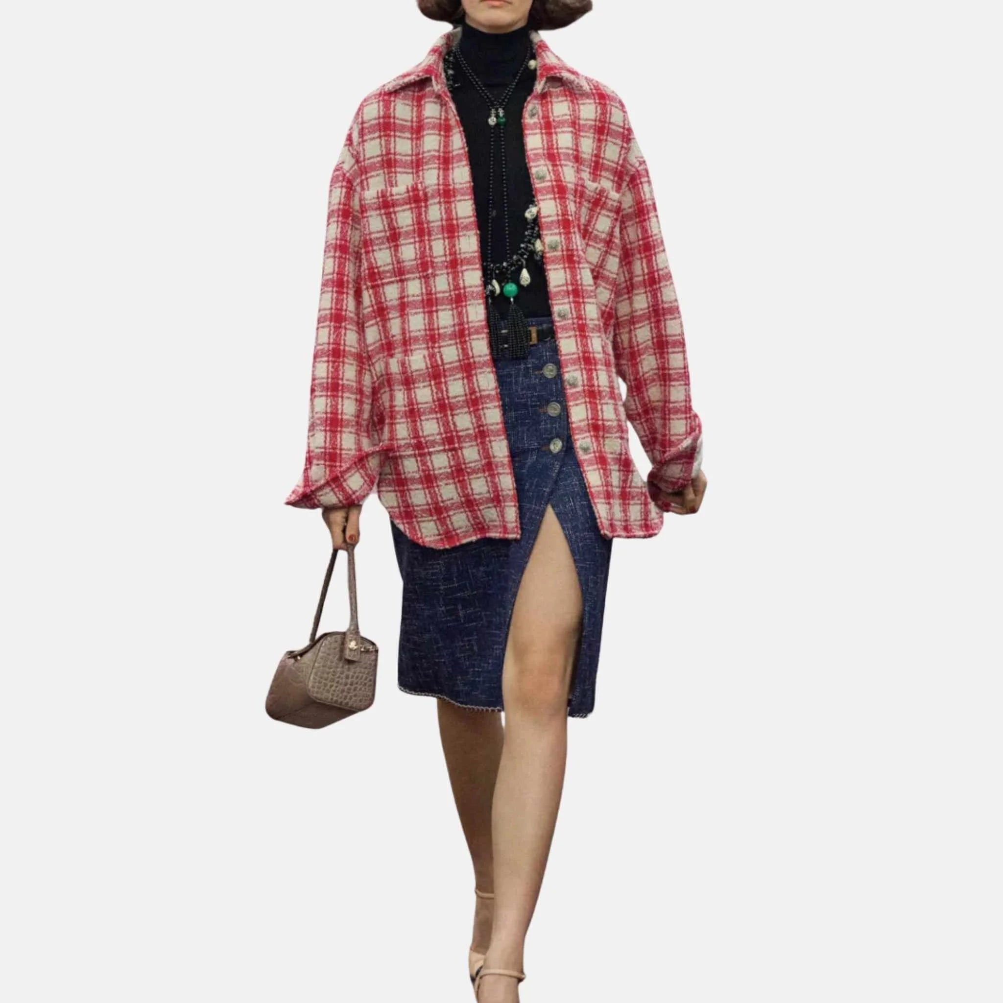 Chanel Shirt Wool Red and Ivory