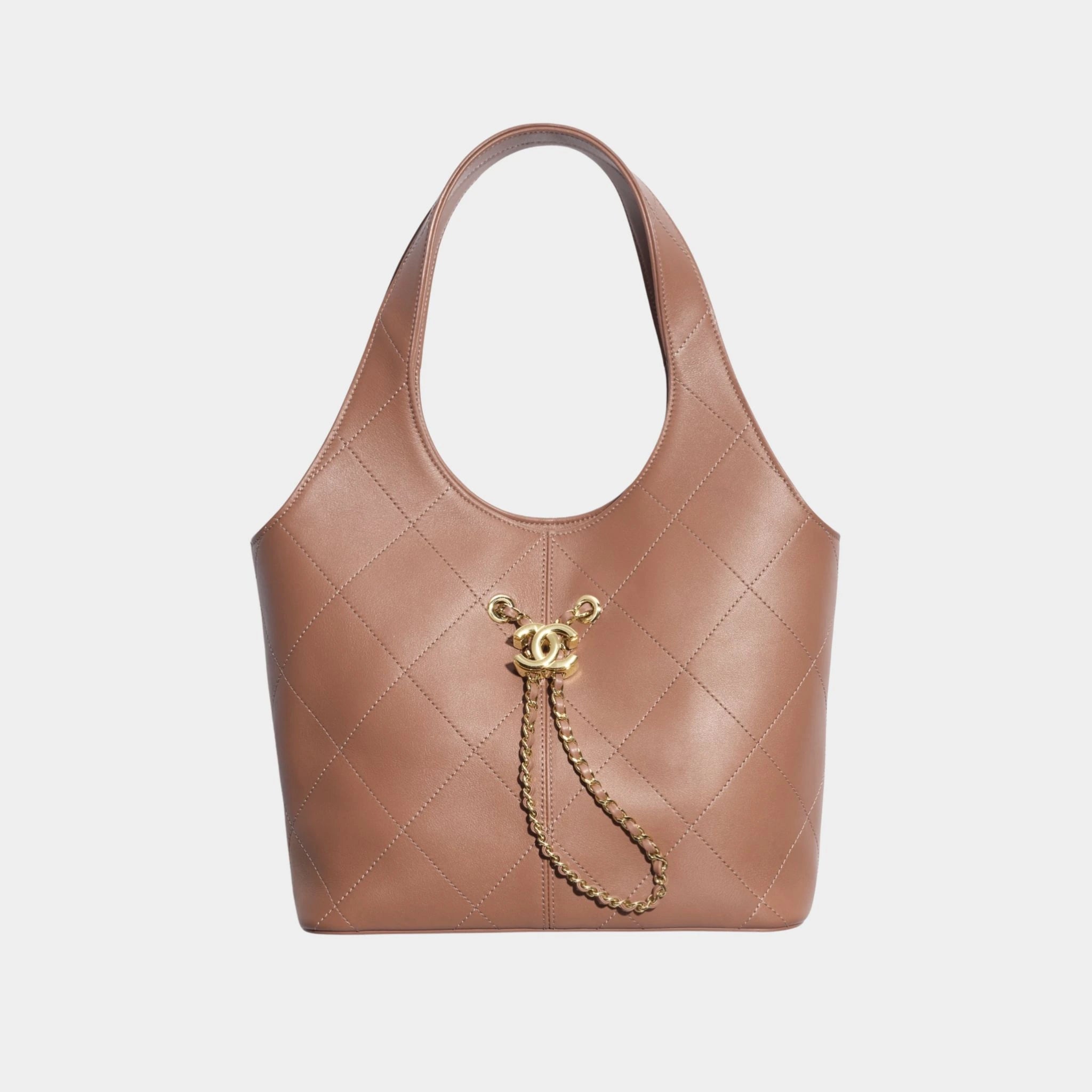 Chanel Maxi Hobo Bag Shiny Lambskin & Gold Tone Metal