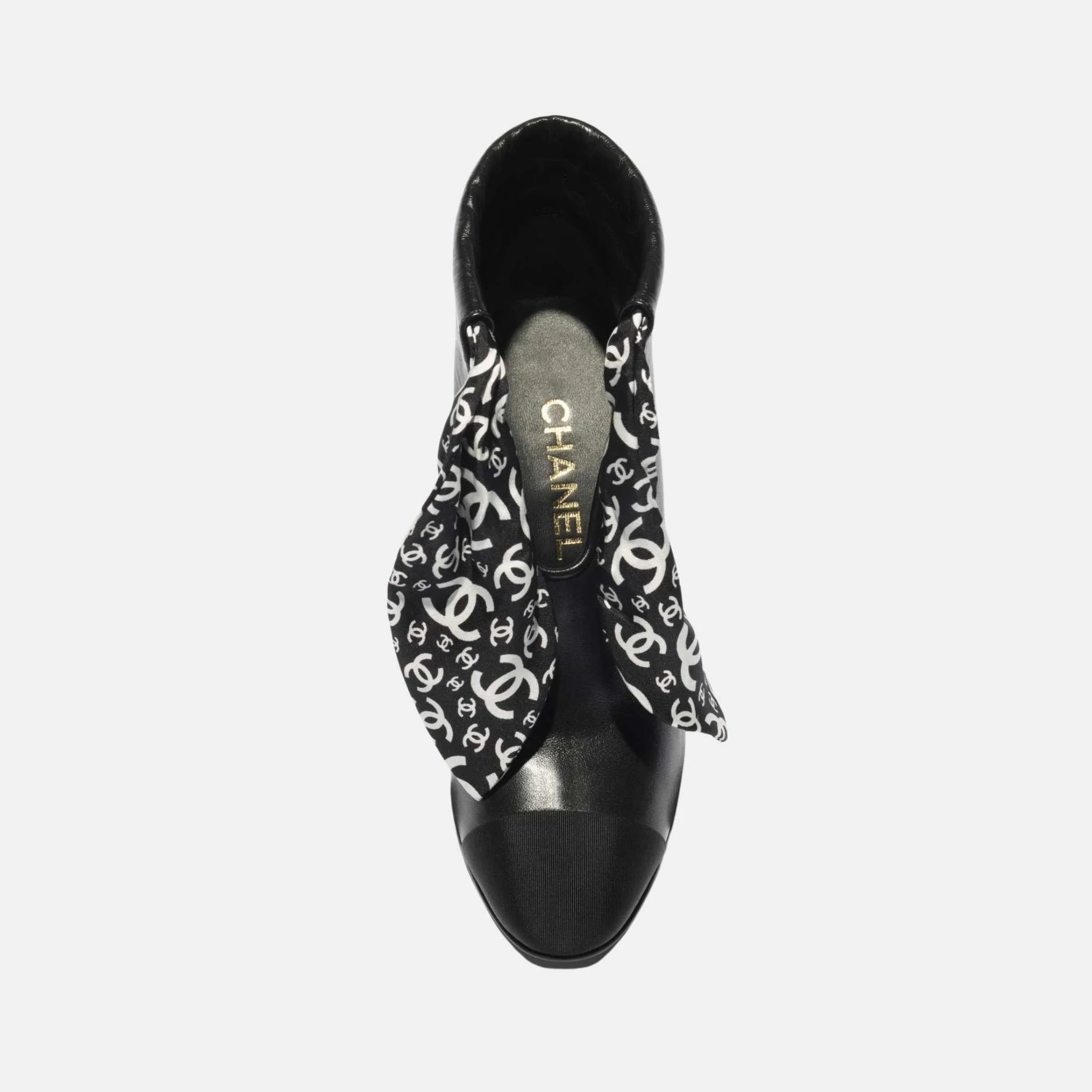 Short Boots in Lambskin Silk and Grosgrain