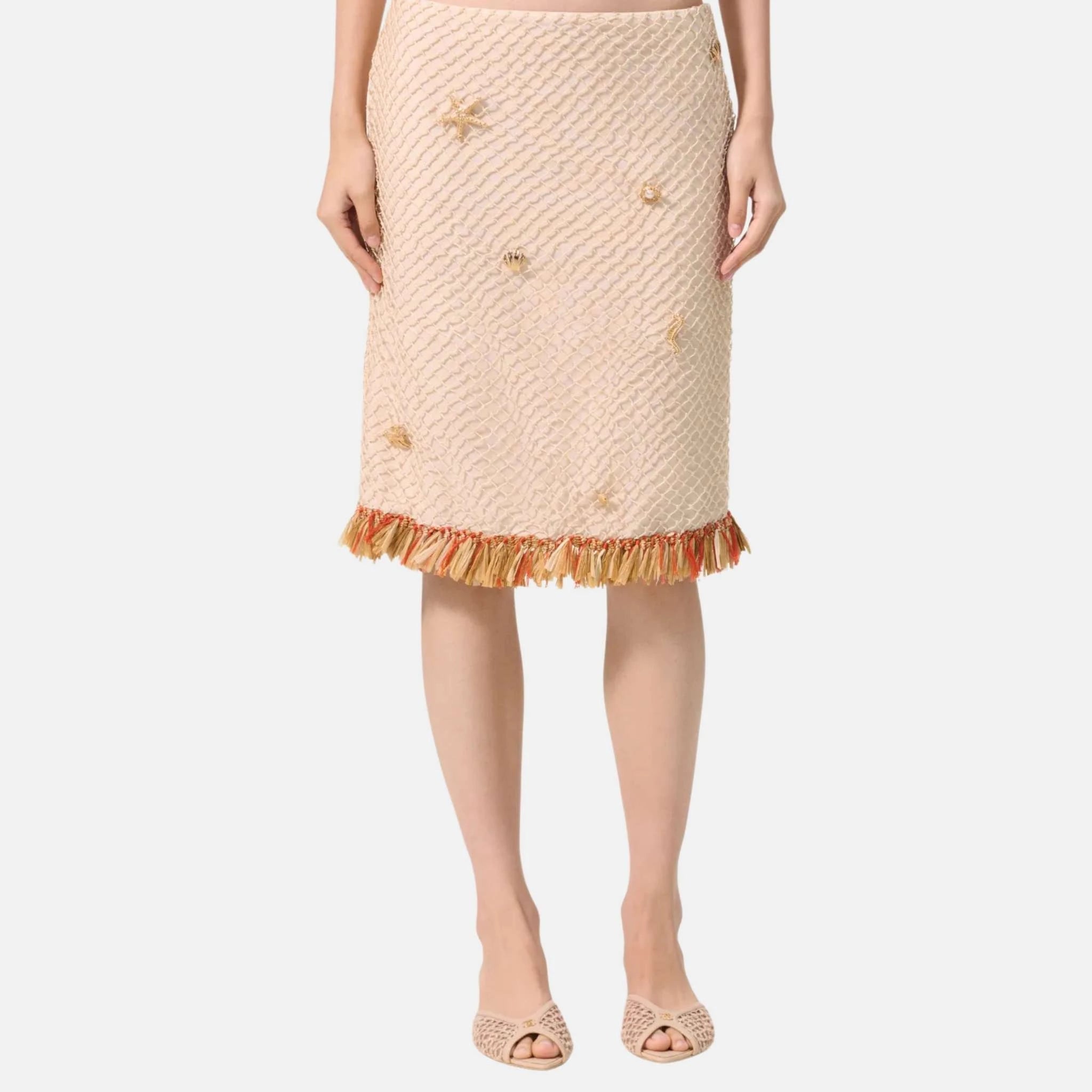 Skirt Cotton Silk Beige White